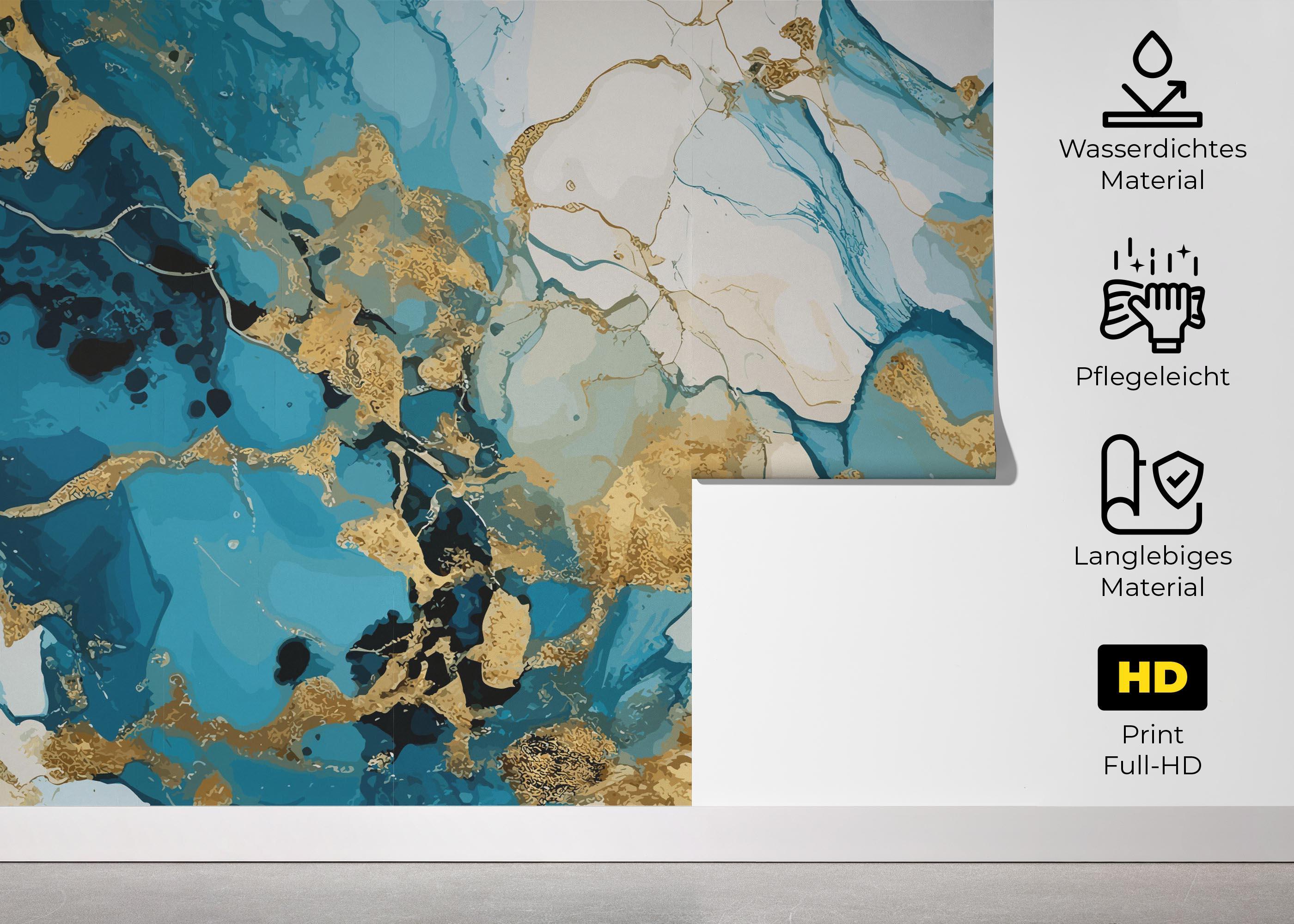 Fototapete Gold Marble Blue mockup 5