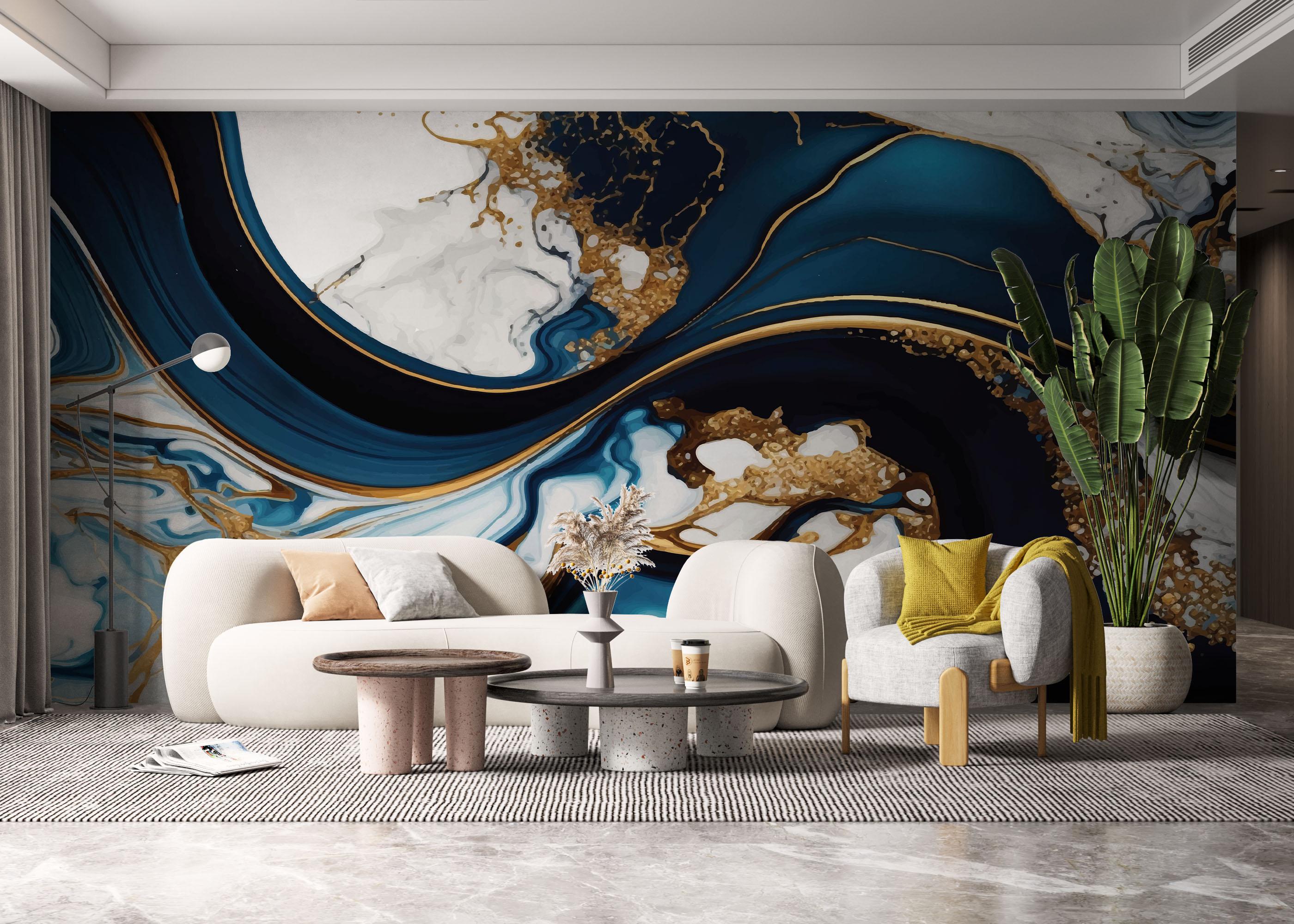 Fototapete Black Liquid Marble mockup 6