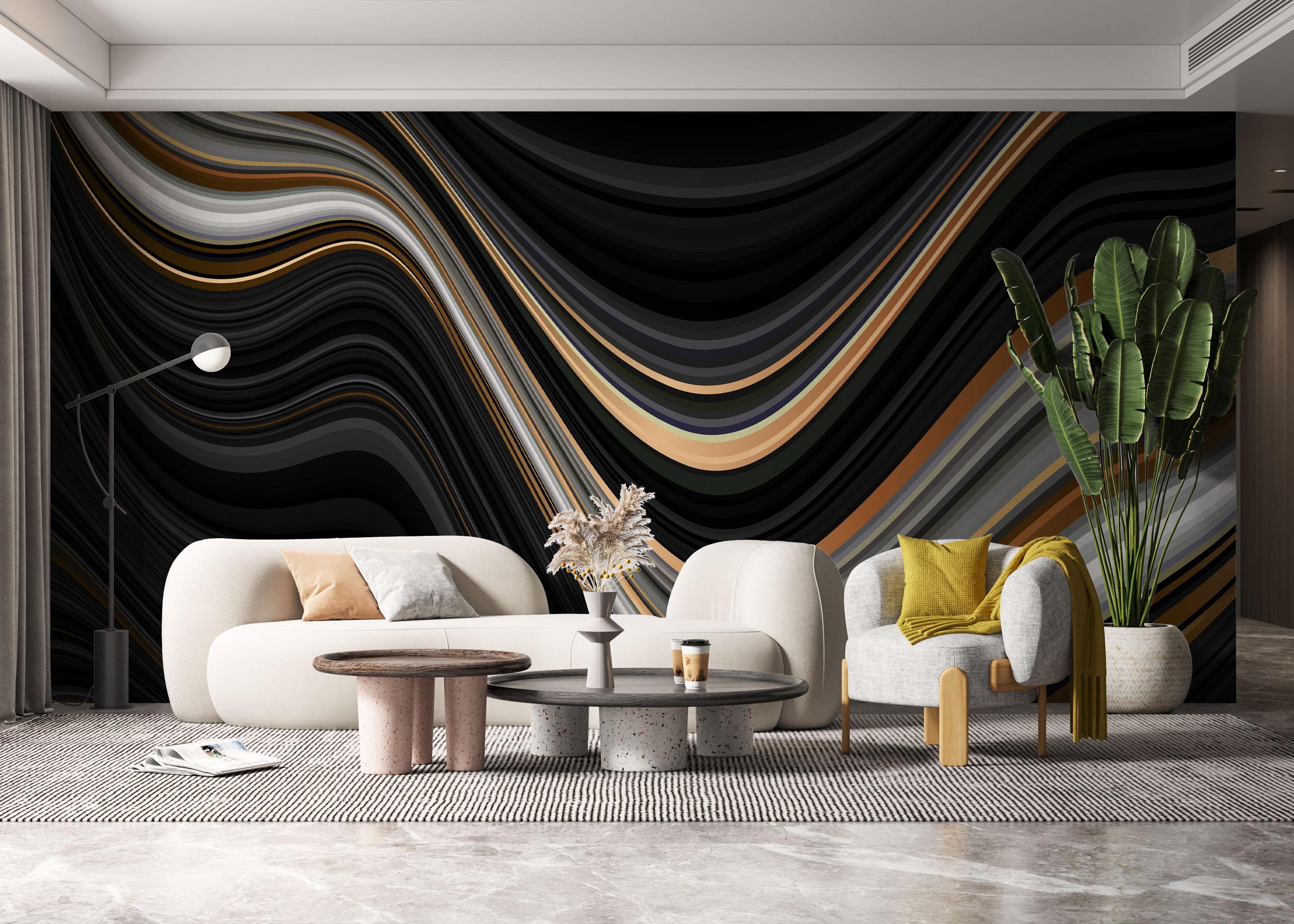 Fototapete Black Wave Marble mockup 6