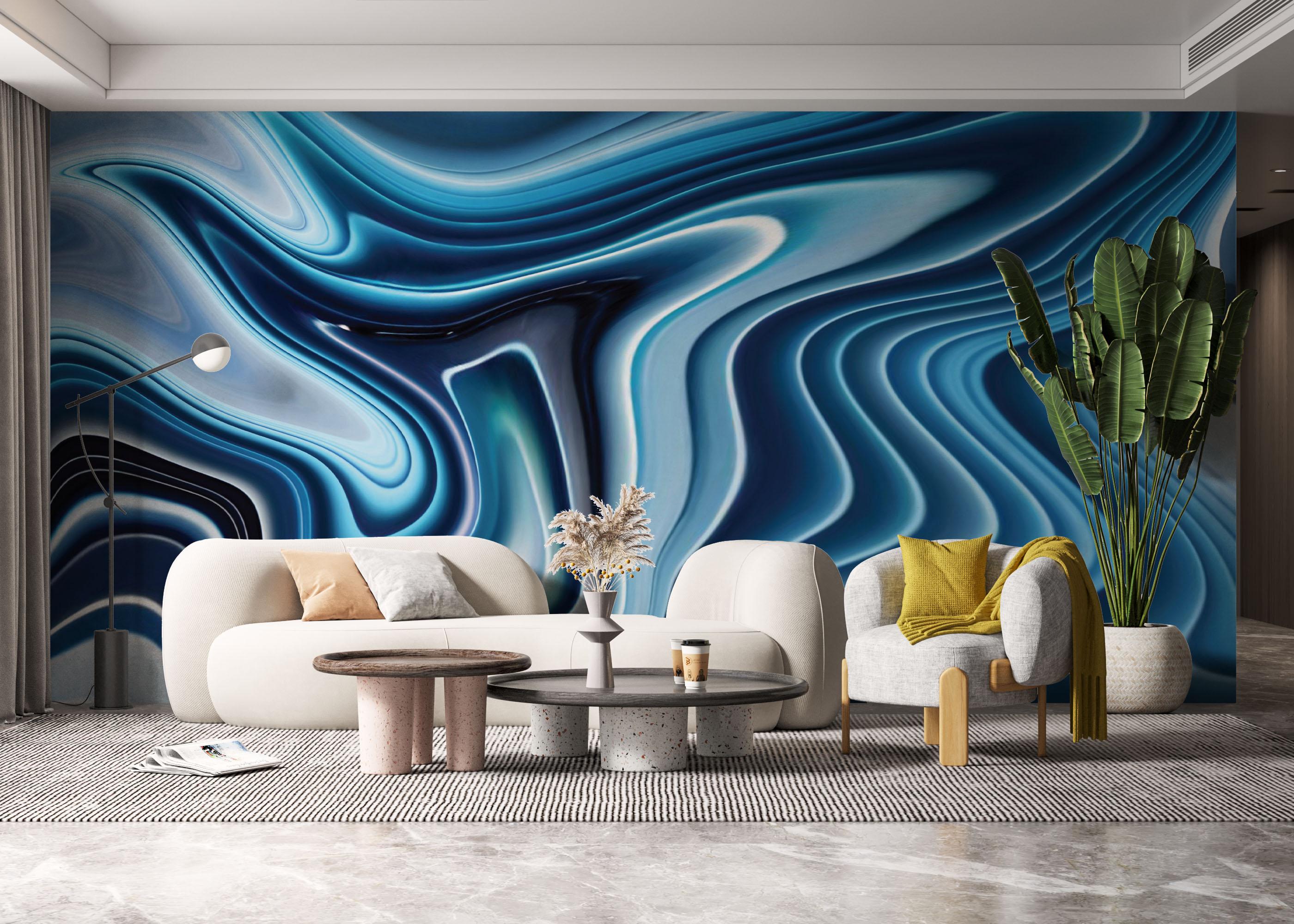 Fototapete Blue 3d Marble mockup 6