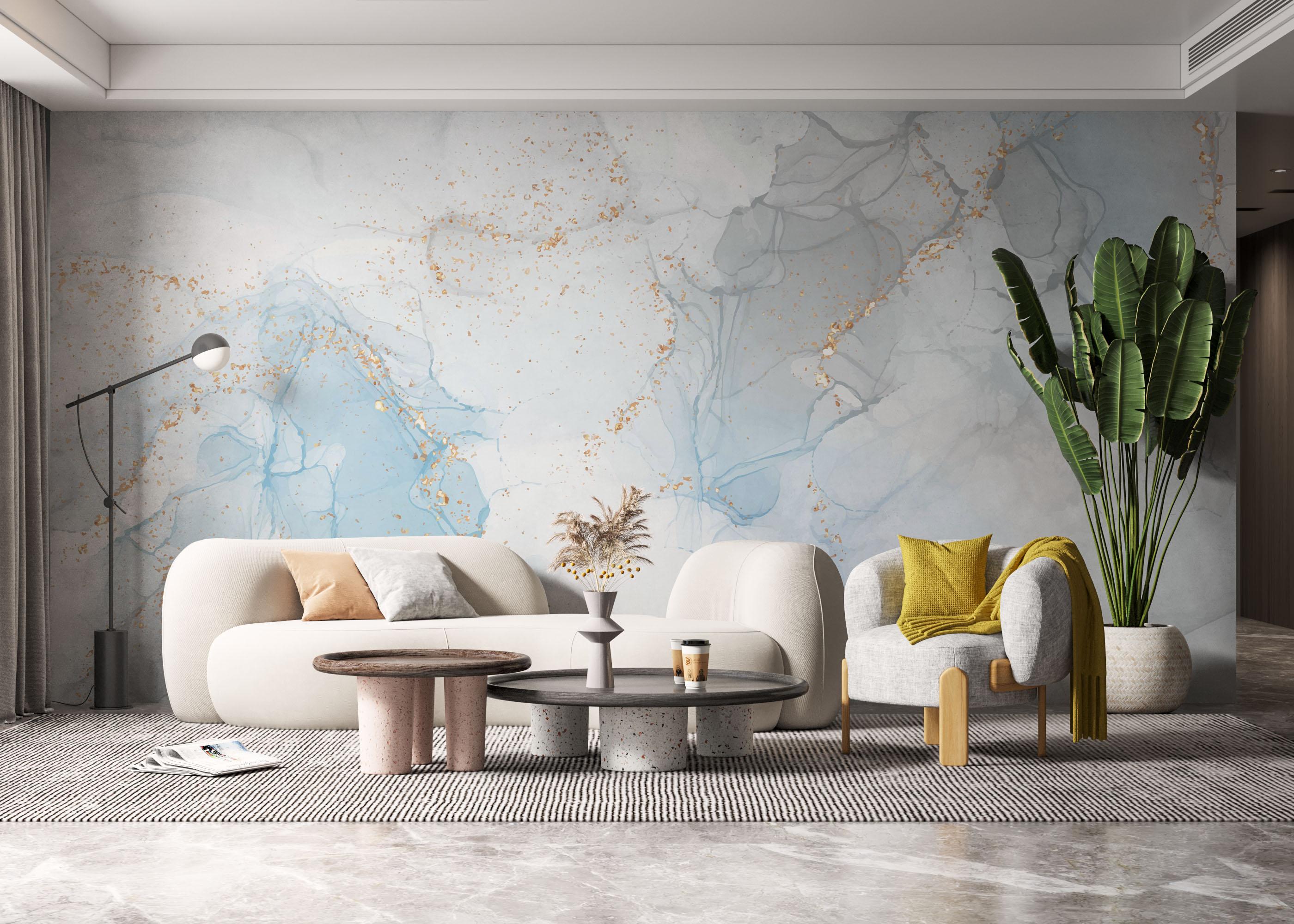 Fototapete Blue Alcohol Marble mockup 6