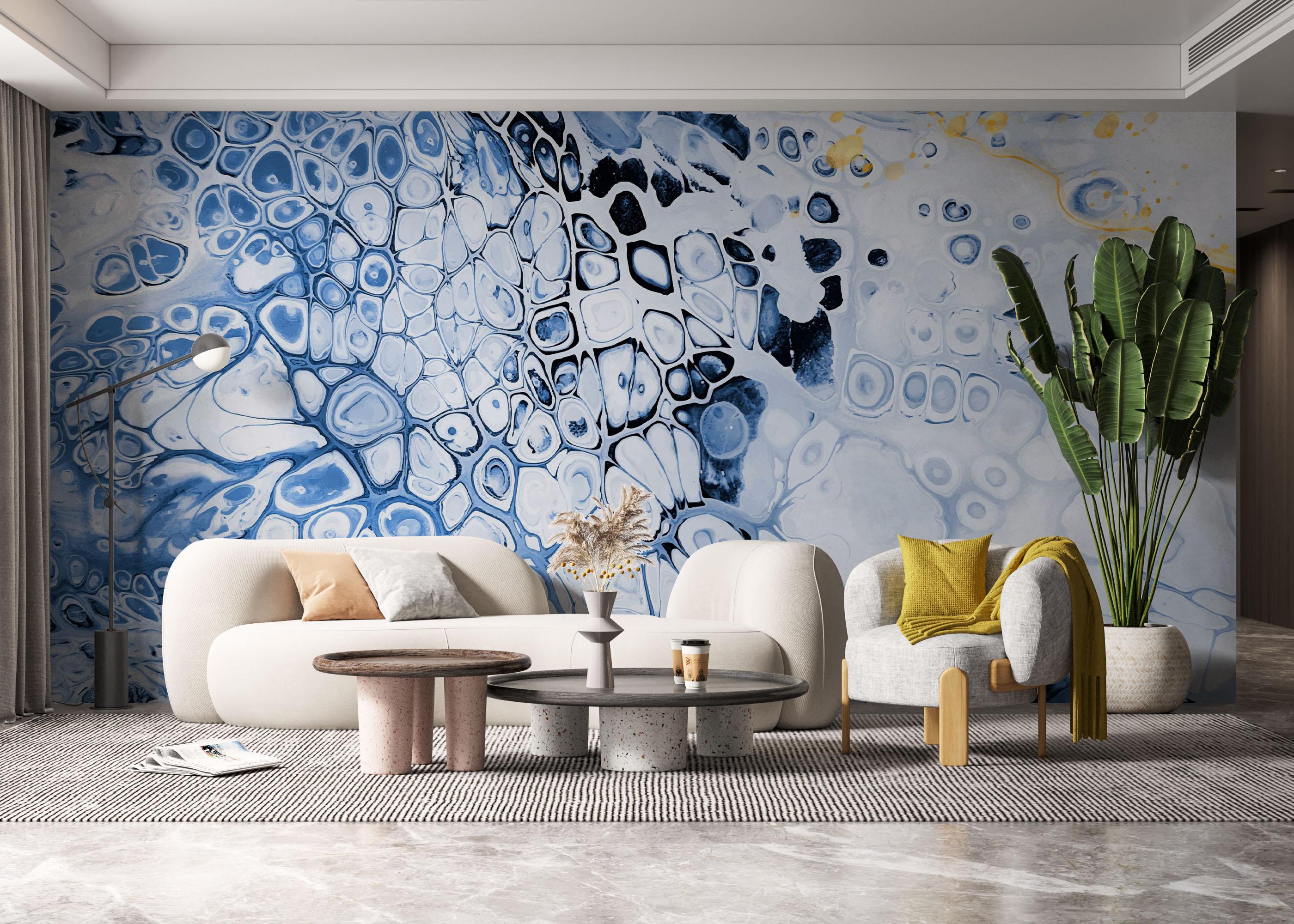 Fototapete Blue Oil Marble mockup 6