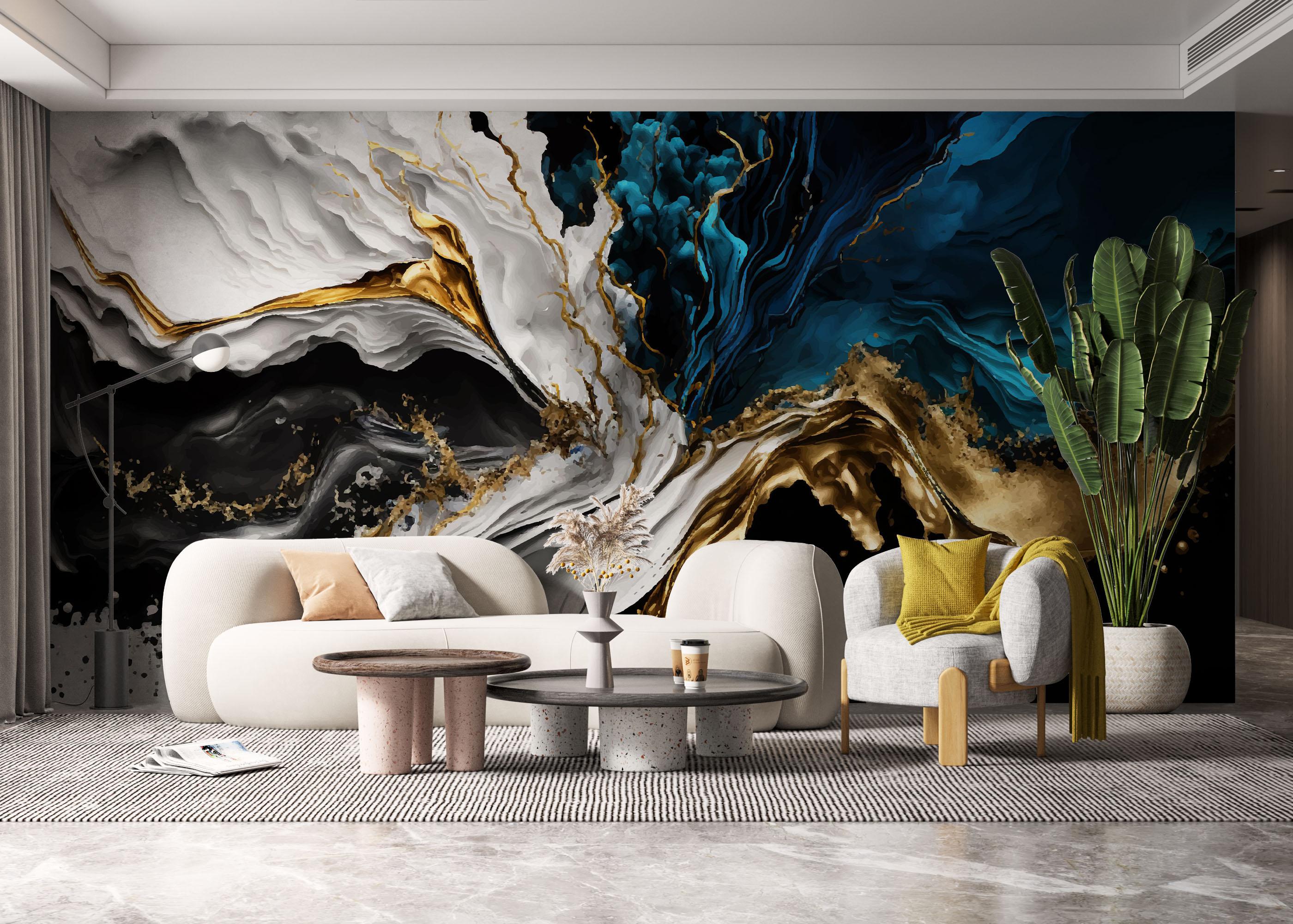 Fototapete Blue Splash Marble mockup 6