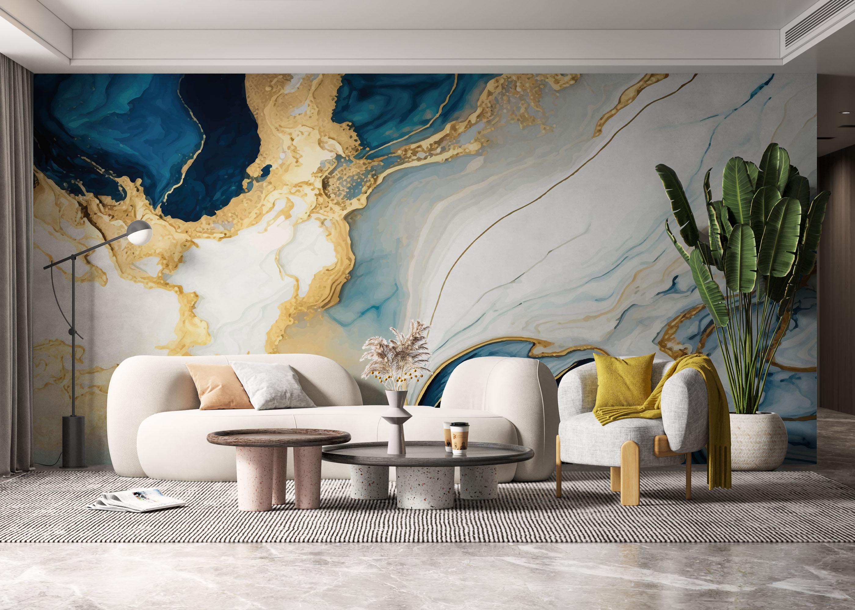 Fototapete Blue Stone Marble mockup 6