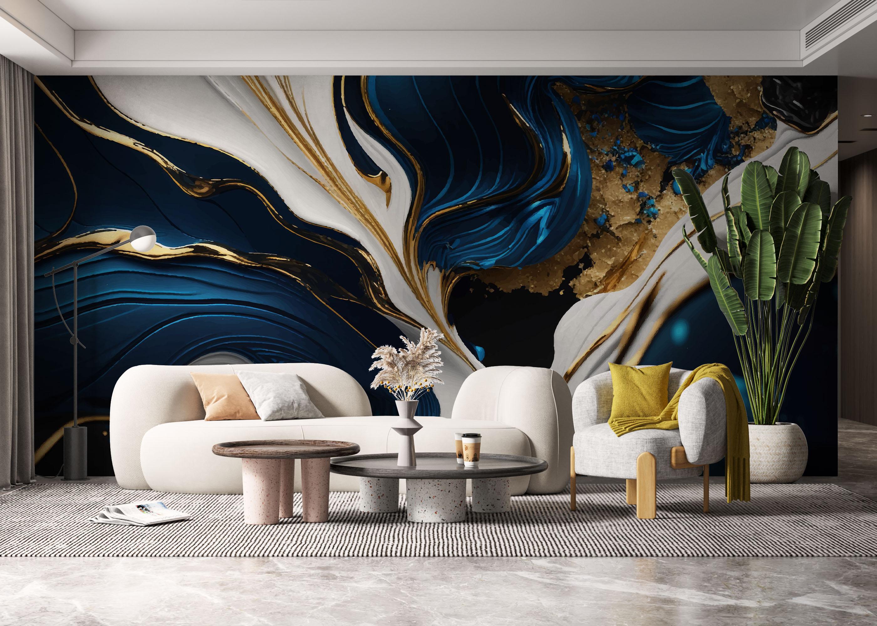 Fototapete Gold Blue Marble mockup 6