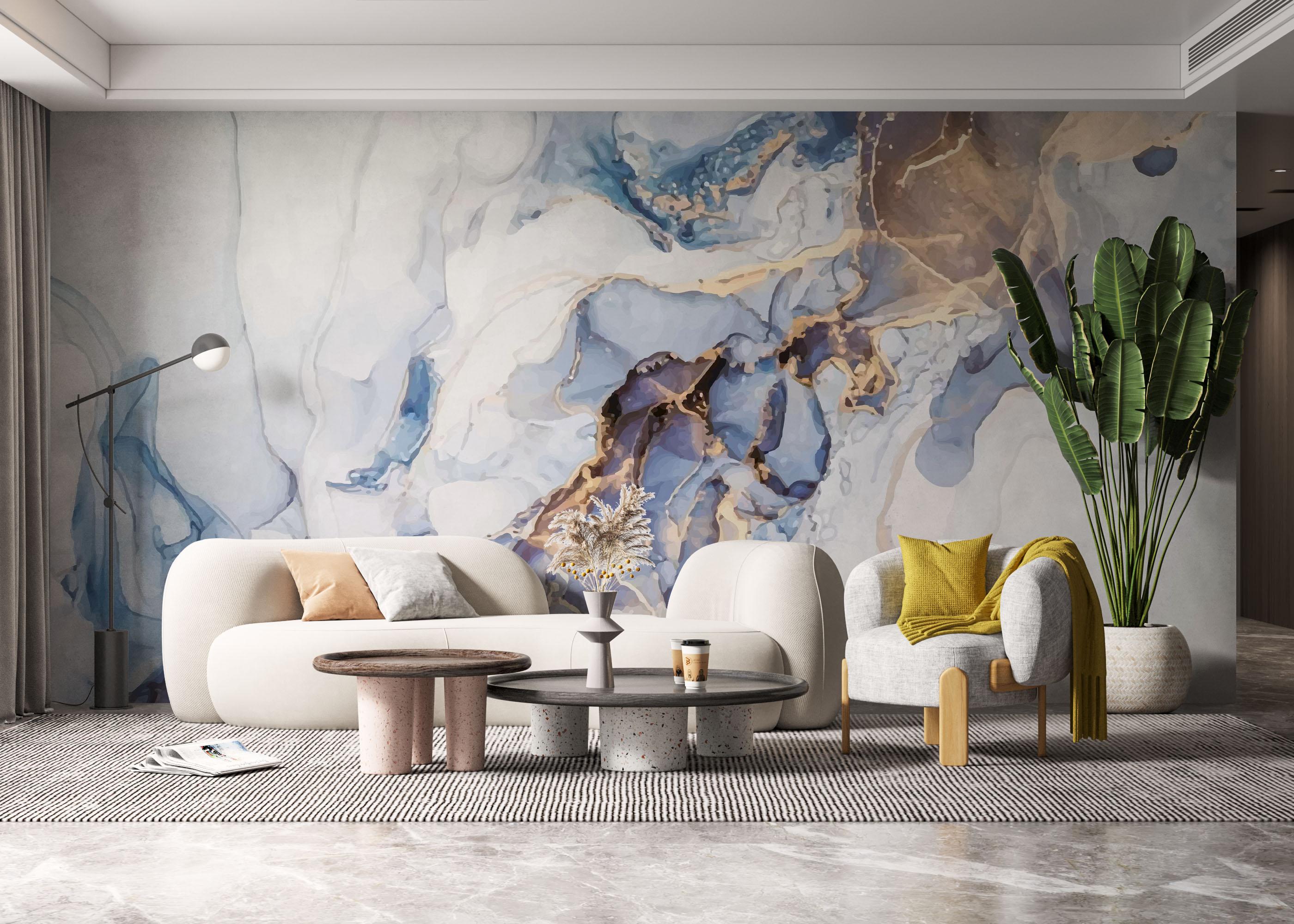 Fototapete Pastel Blue Marble mockup 6