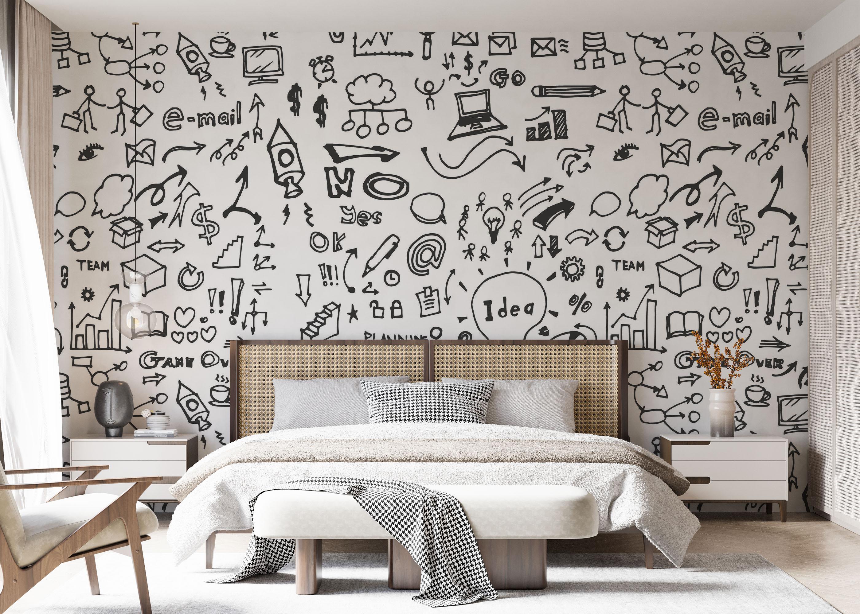 Fototapete Doodle Pattern mockup 7