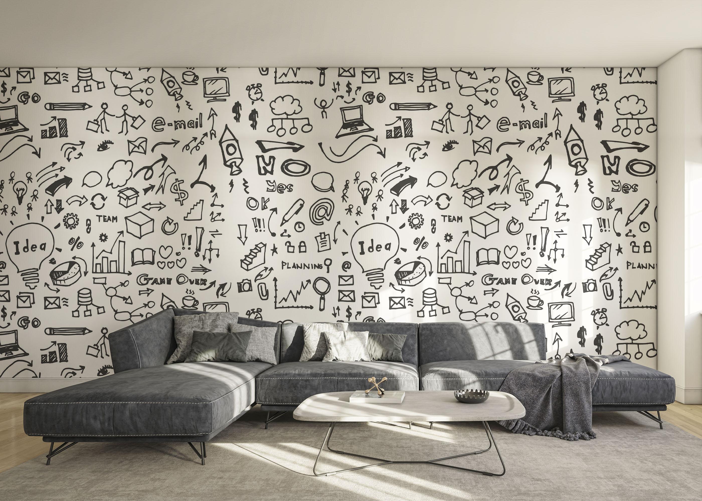 Fototapete Doodle Pattern mockup 0