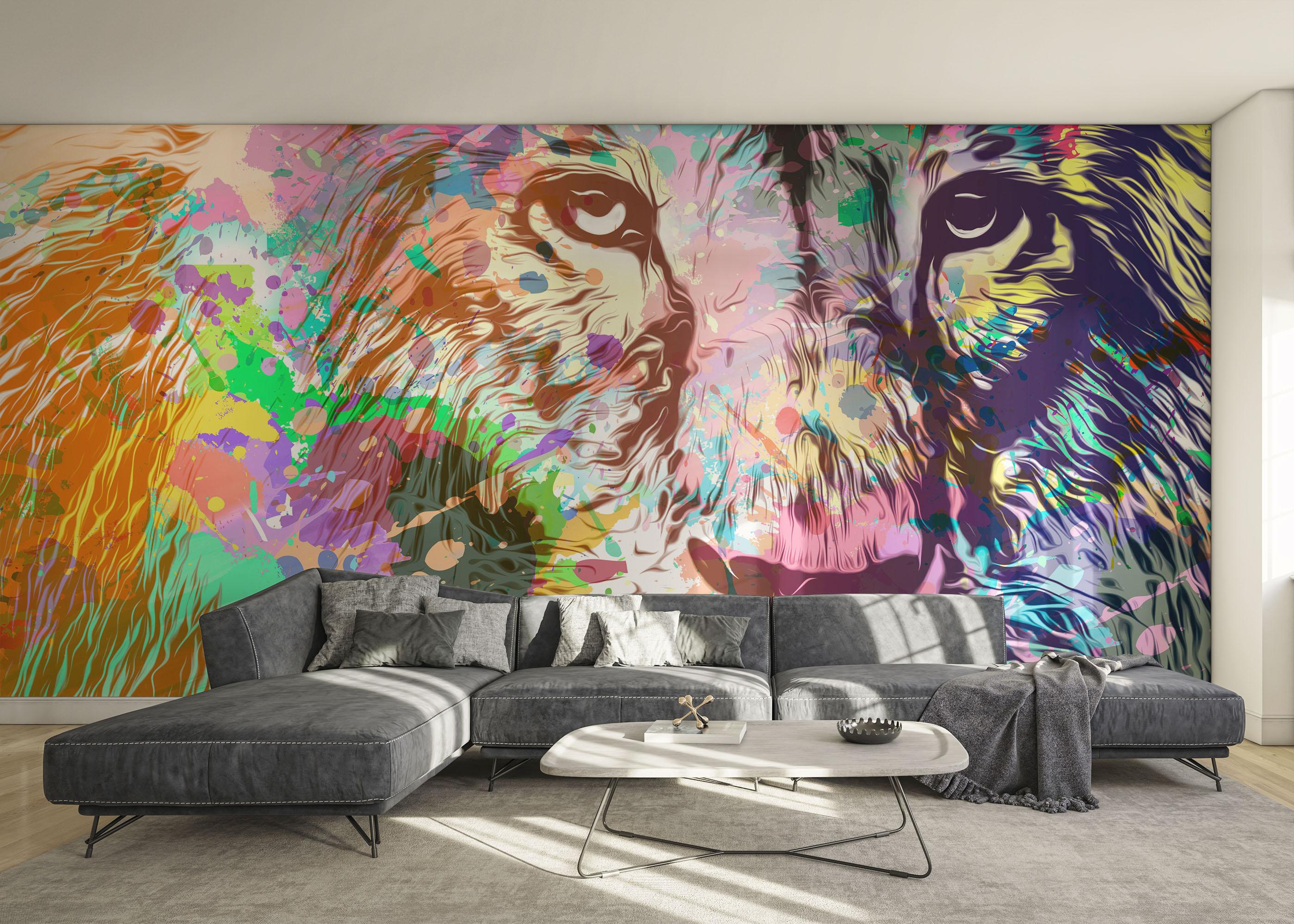 Fototapete Lion Color Powder mockup 0