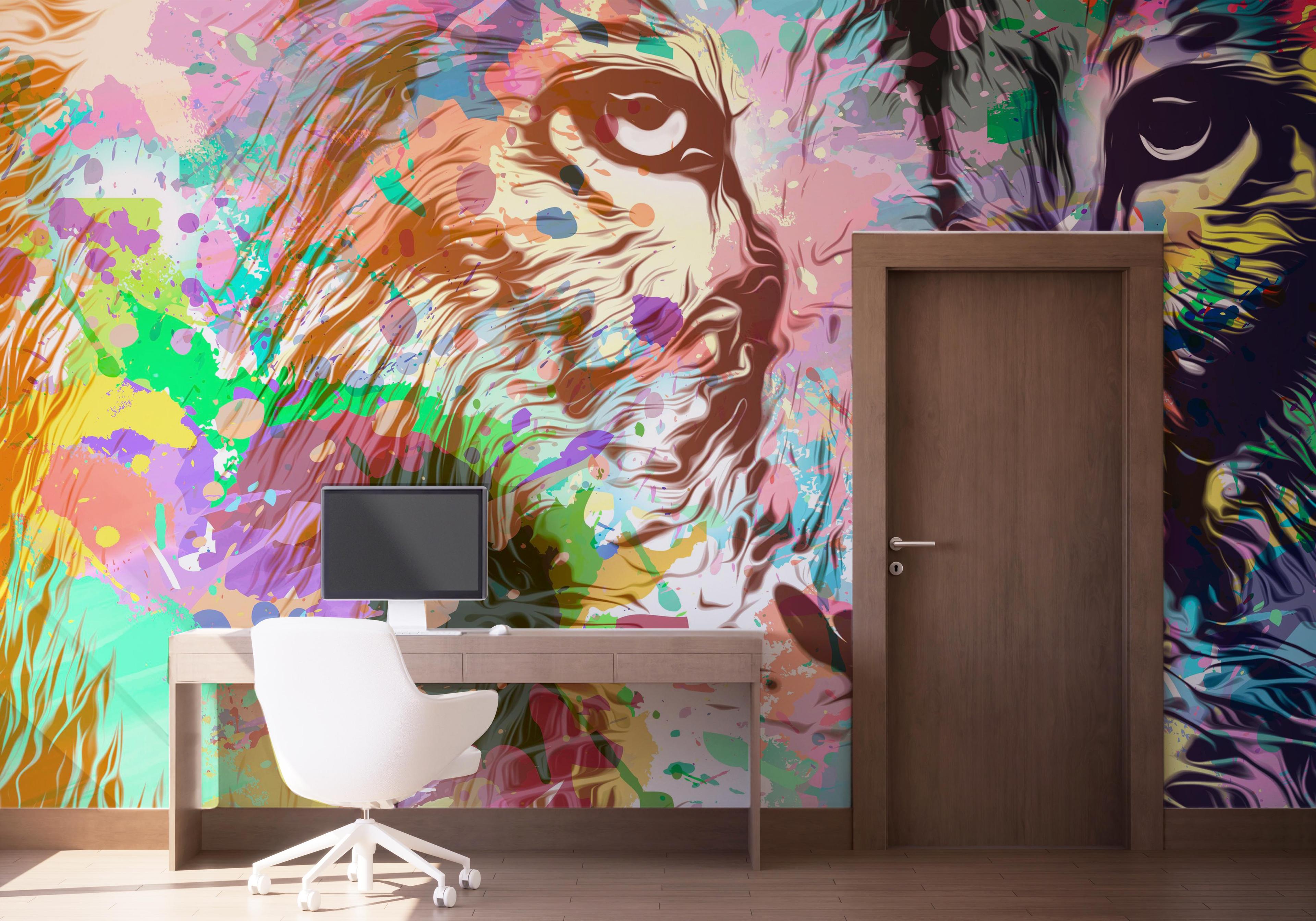 Fototapete Lion Color Powder mockup 1