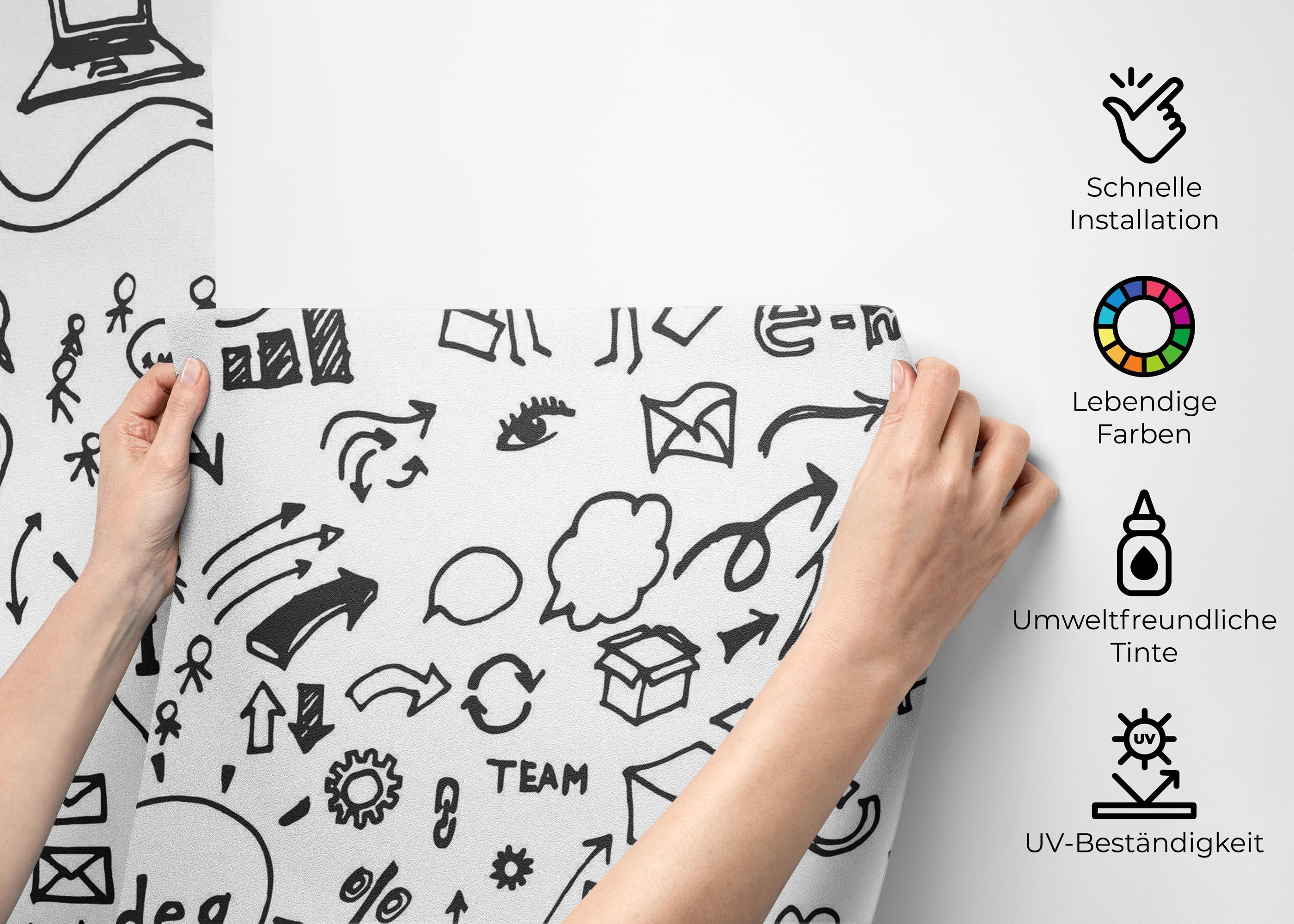 Fototapete Doodle Pattern mockup 2