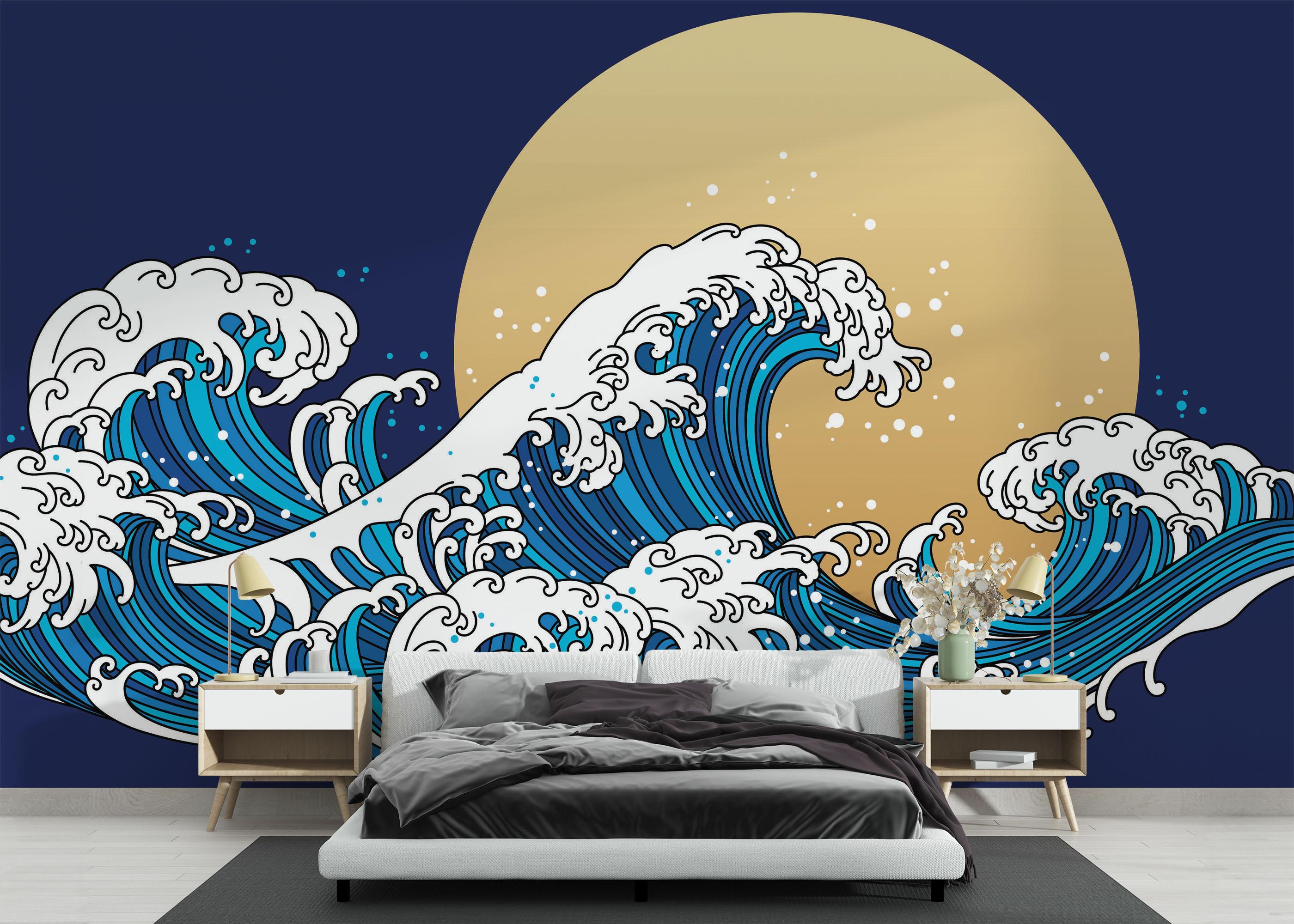Fototapete Asiatic Waves mockup 3