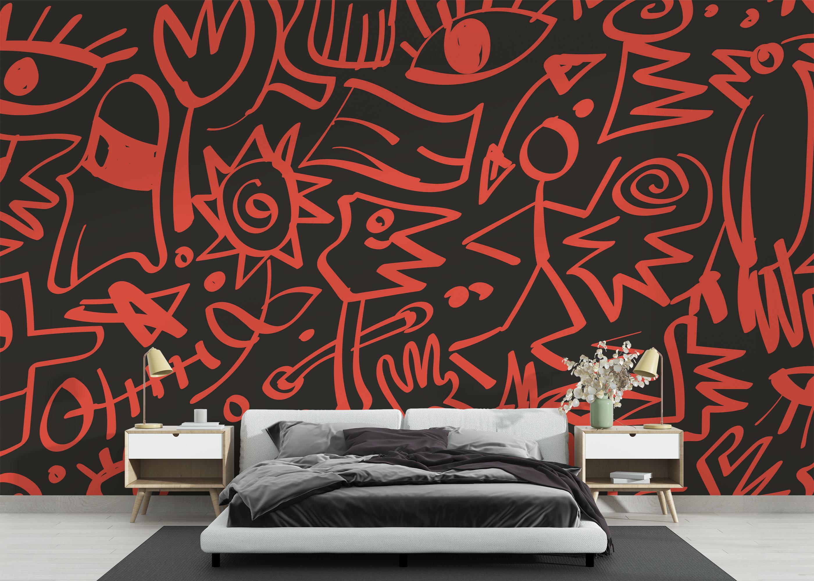 Fototapete Doodles Pattern mockup 3