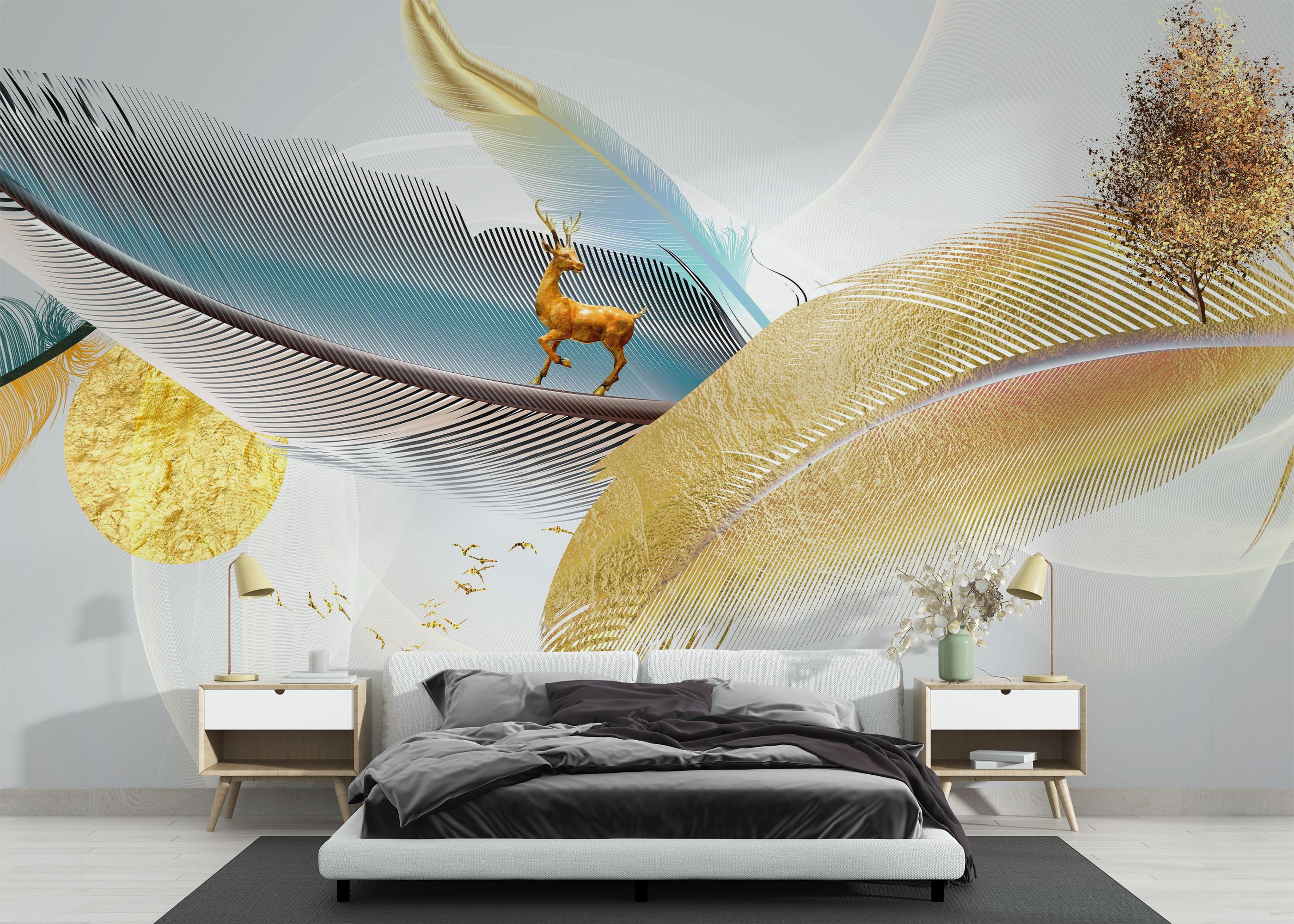Fototapete Dreamy Feathers mockup 3