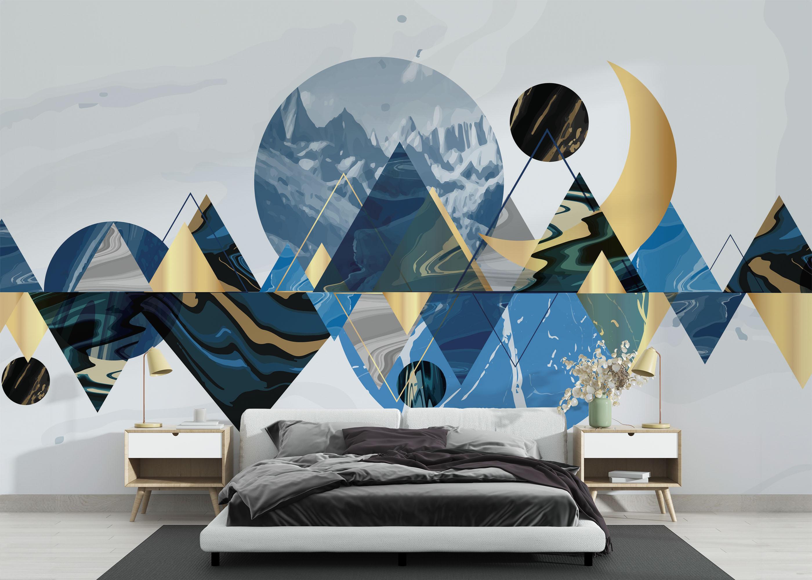 Fototapete Gold Geometric Pattern mockup 3