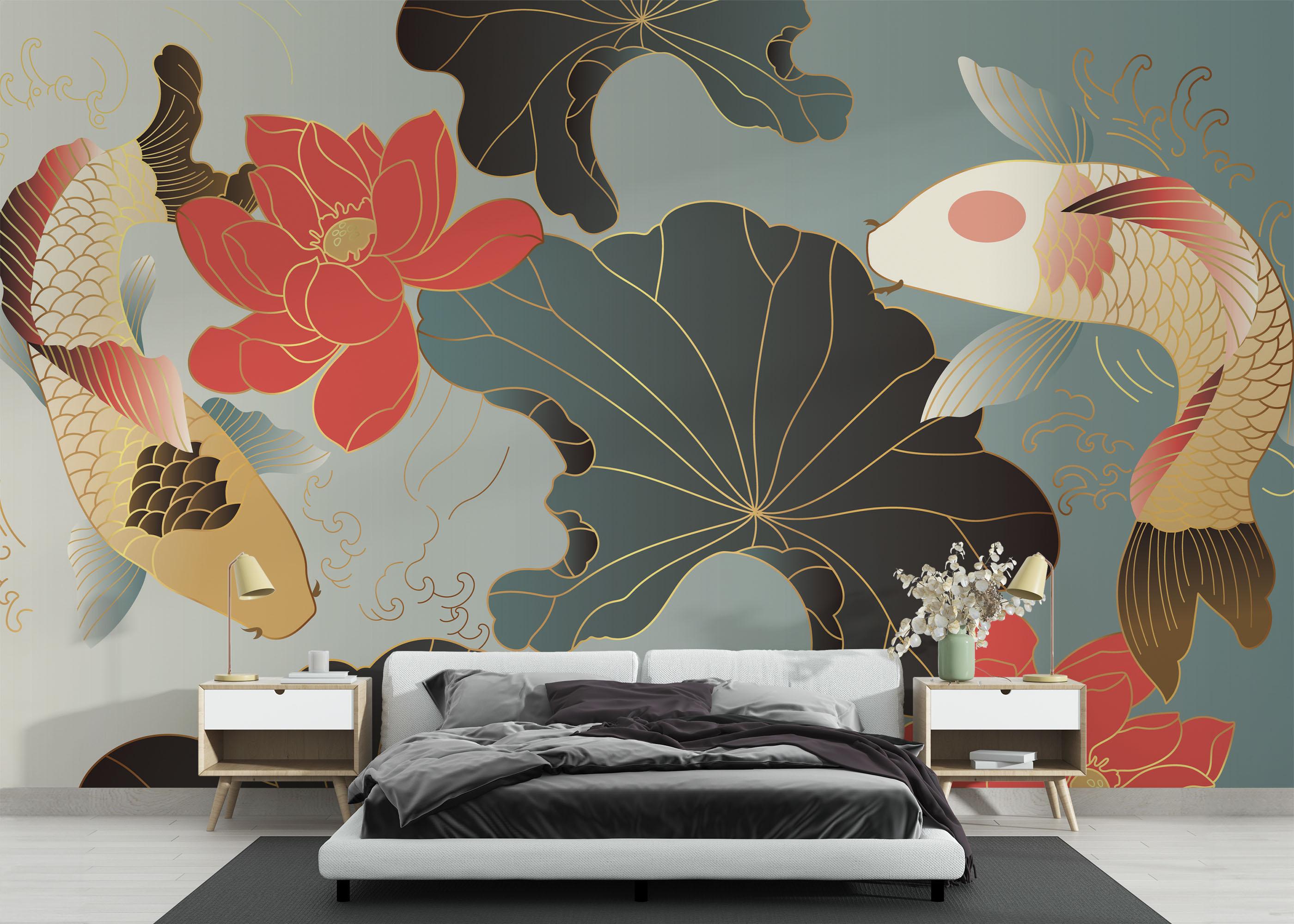 Fototapete Koi Carp Fish mockup 3