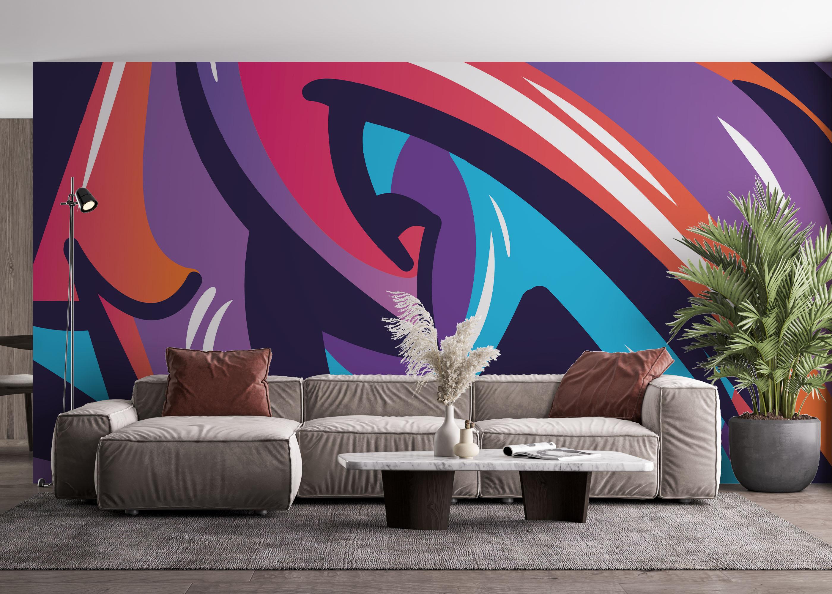 Fototapete Colorfull Graffiti mockup 4