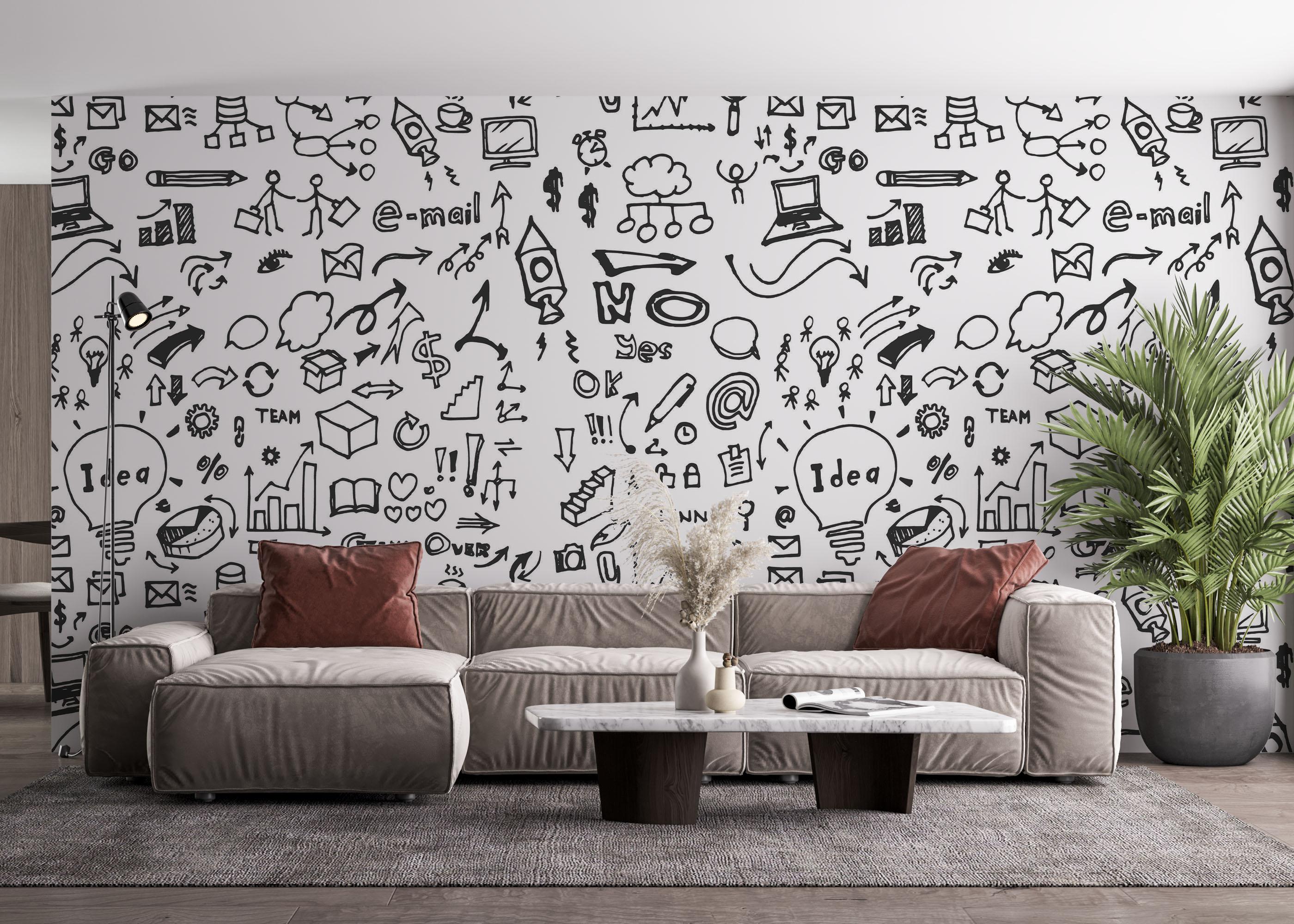 Fototapete Doodle Pattern mockup 4