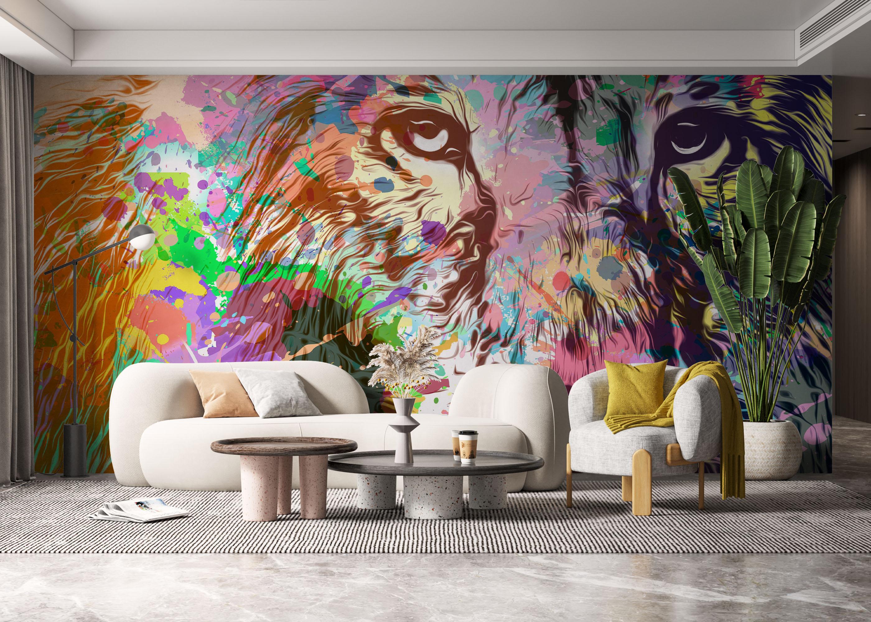 Fototapete Lion Color Powder mockup 6