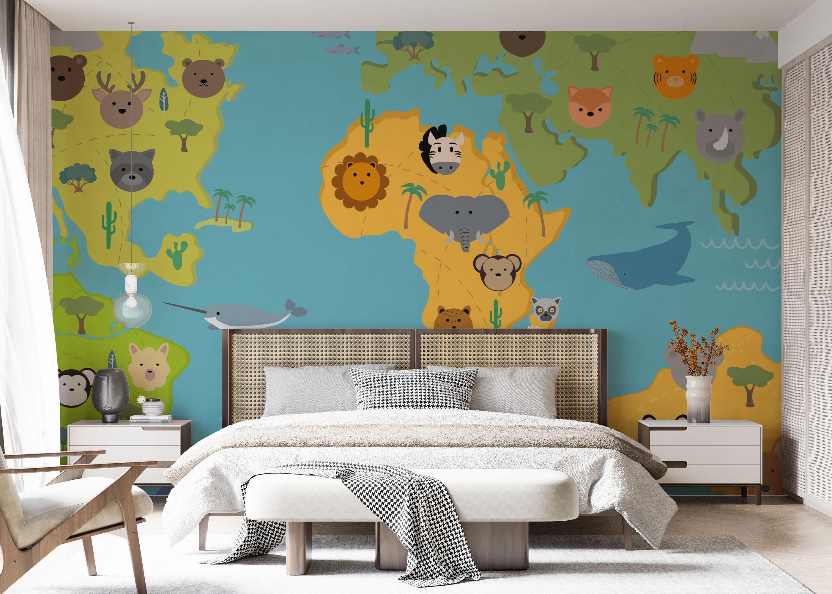 Fototapete Animals Kids Map mockup 7