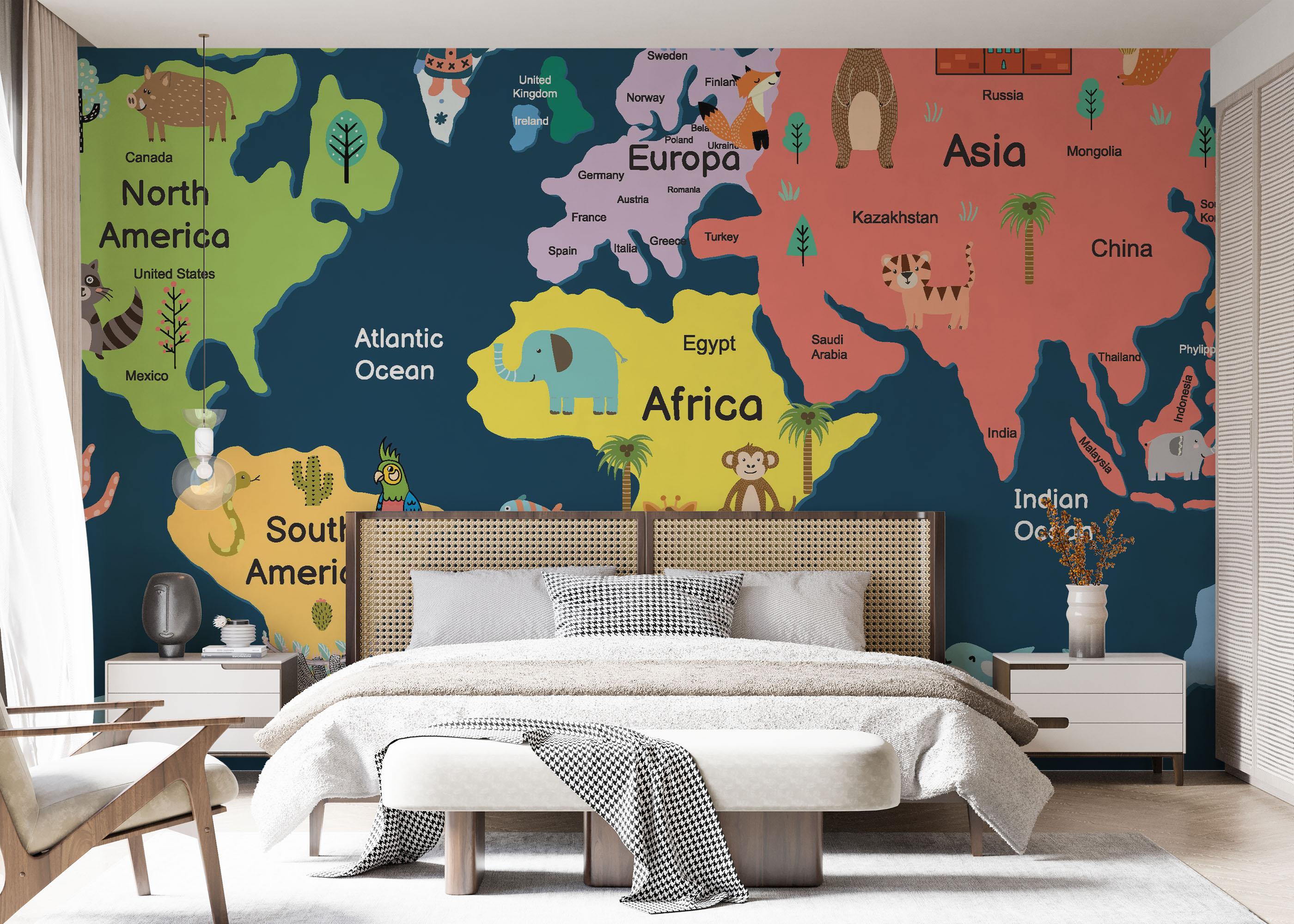 Fototapete Cute Map Art mockup 7