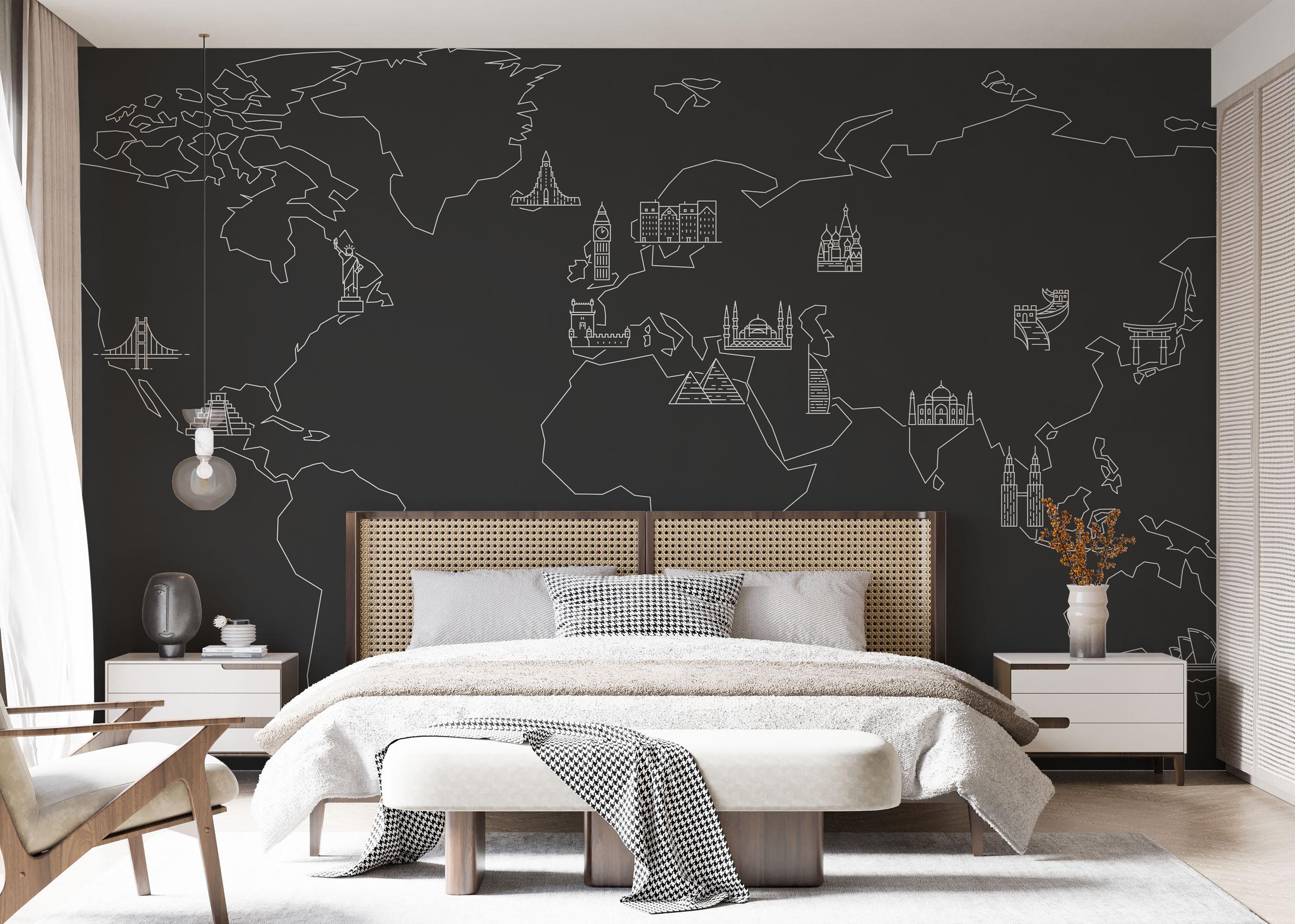 Fototapete Grey White Map mockup 7