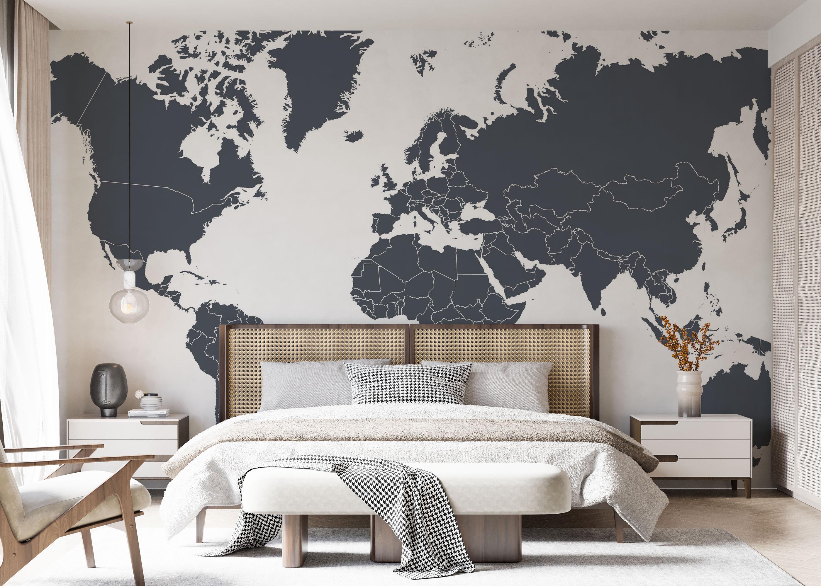 Fototapete Grey World Map mockup 7