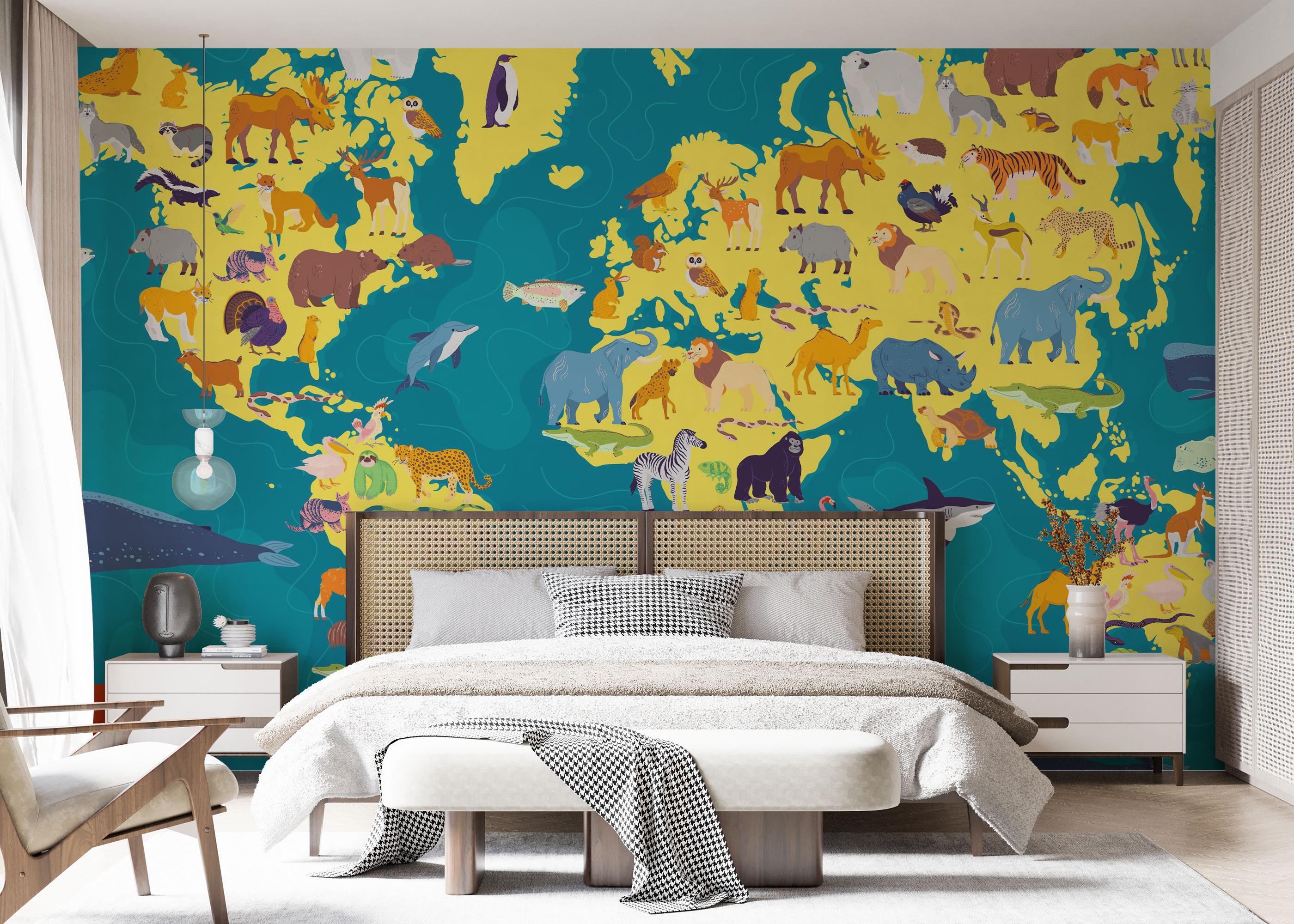 Fototapete Yellow Animal Map mockup 7