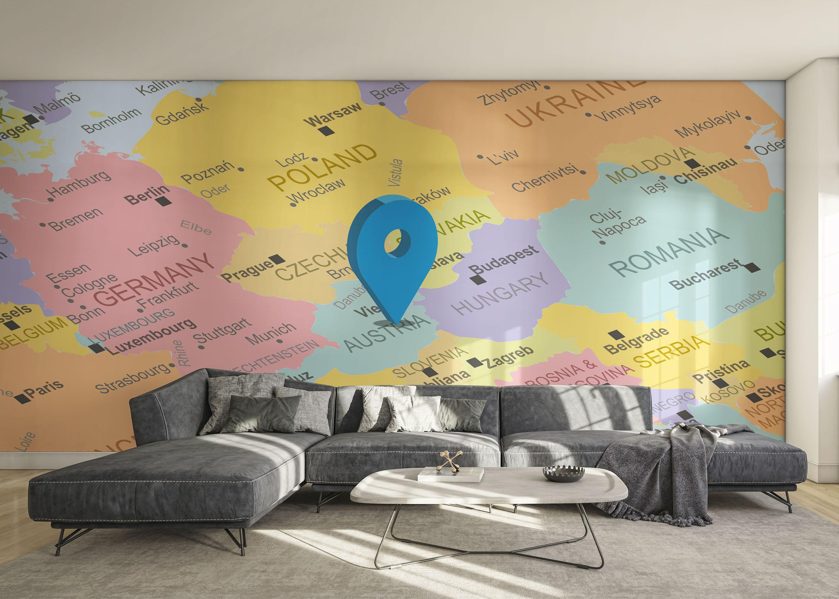 Fototapete Austria Map mockup 0