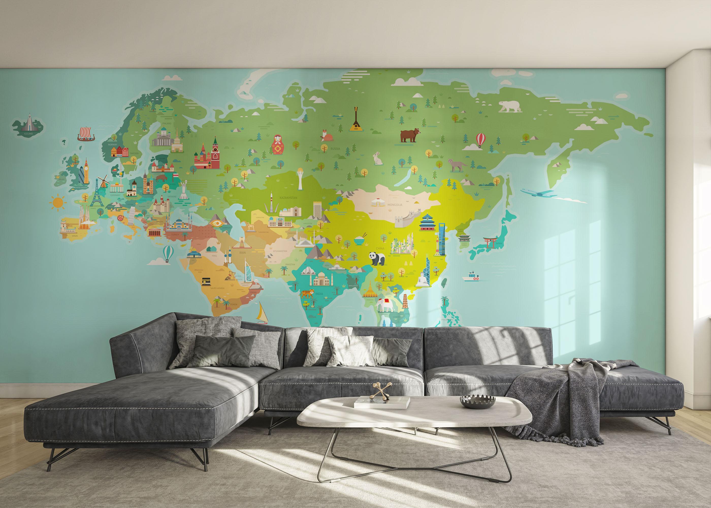 Fototapete Big Colorful Map mockup 0