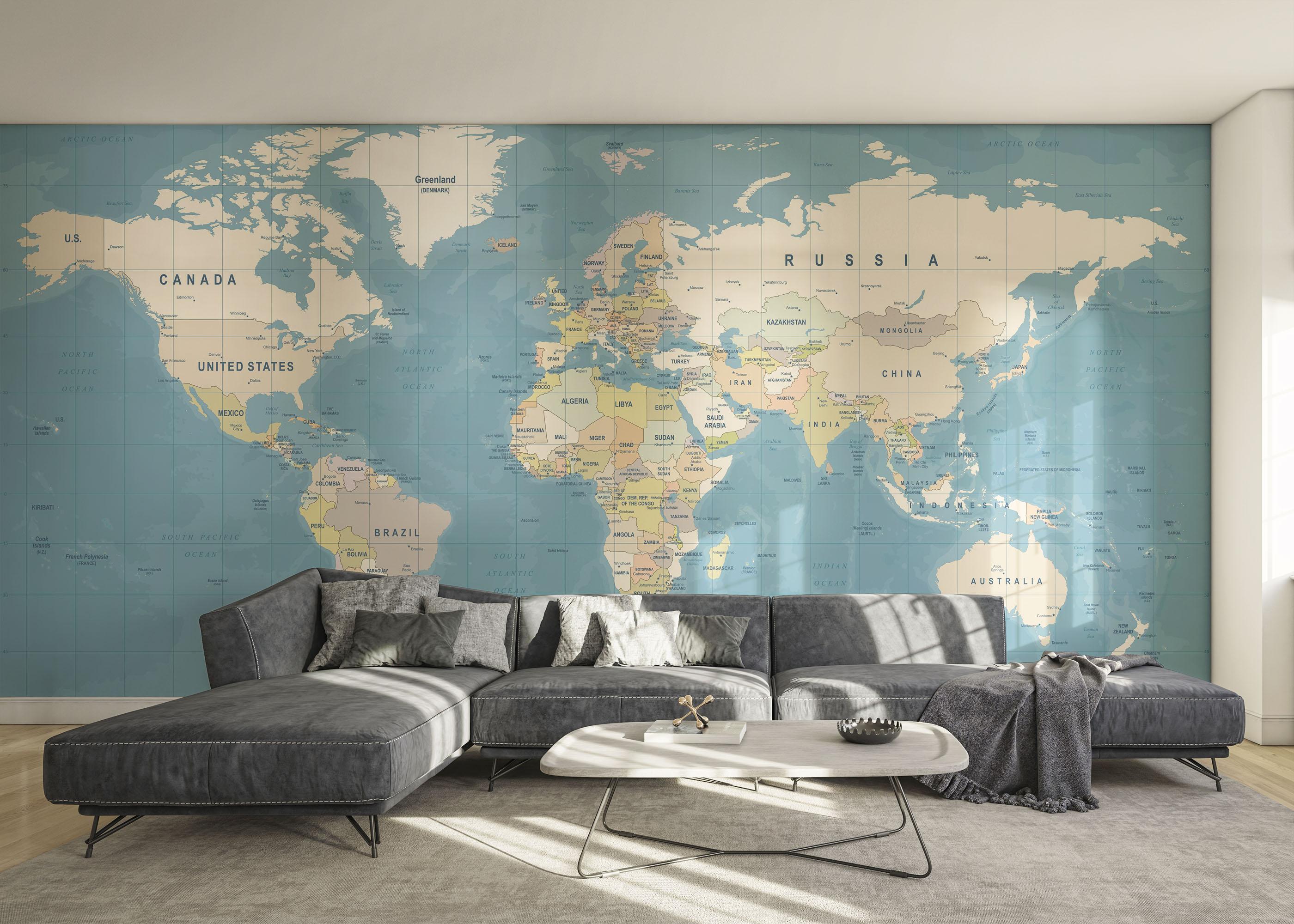 Fototapete Blue Ocean Map mockup 0