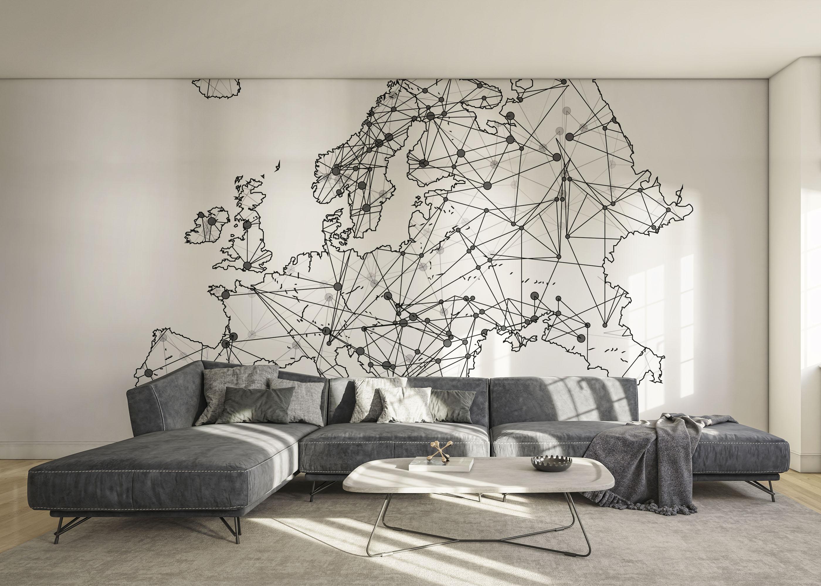 Fototapete Connecting Map mockup 0