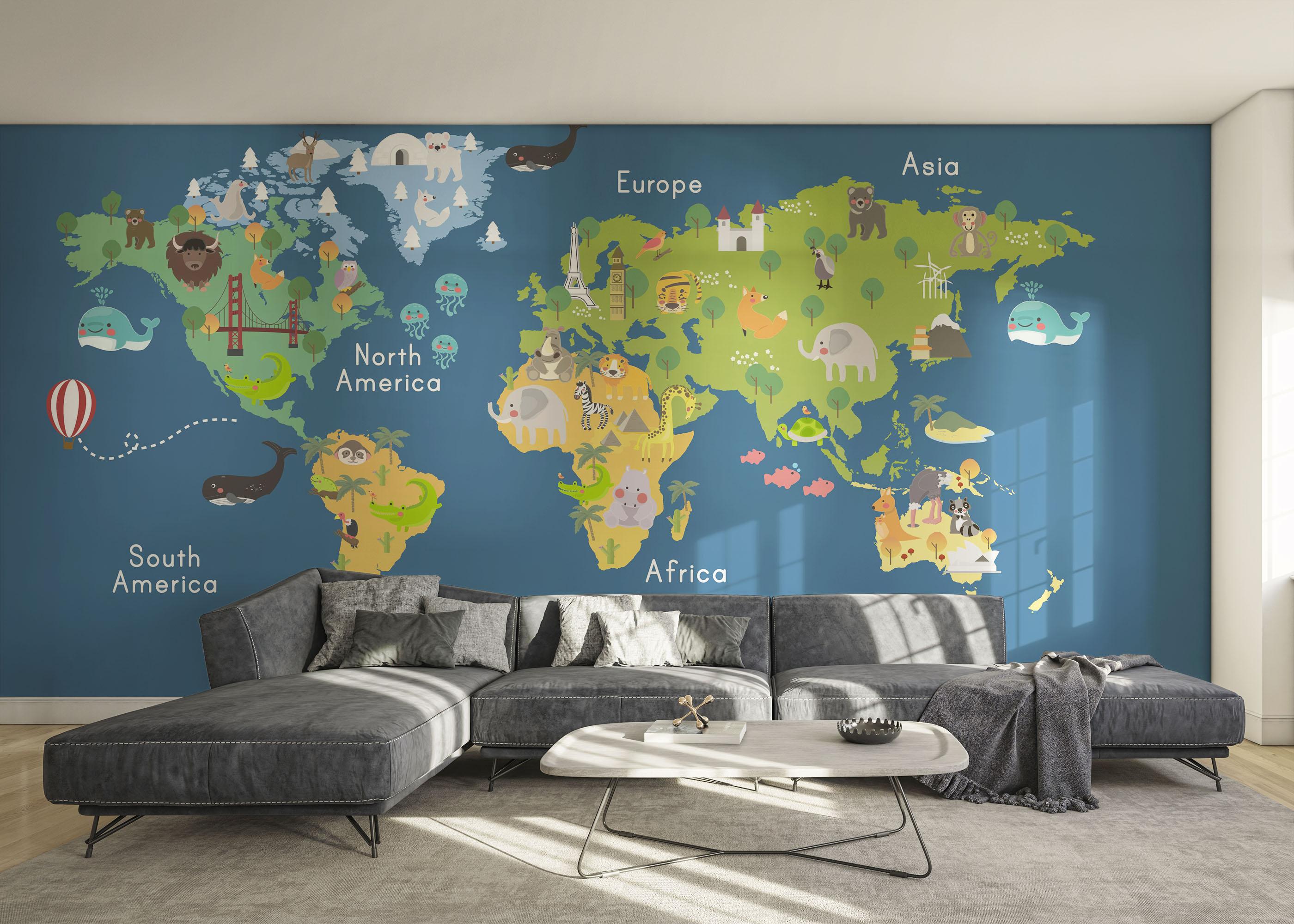 Fototapete Cute Kids Map mockup 0