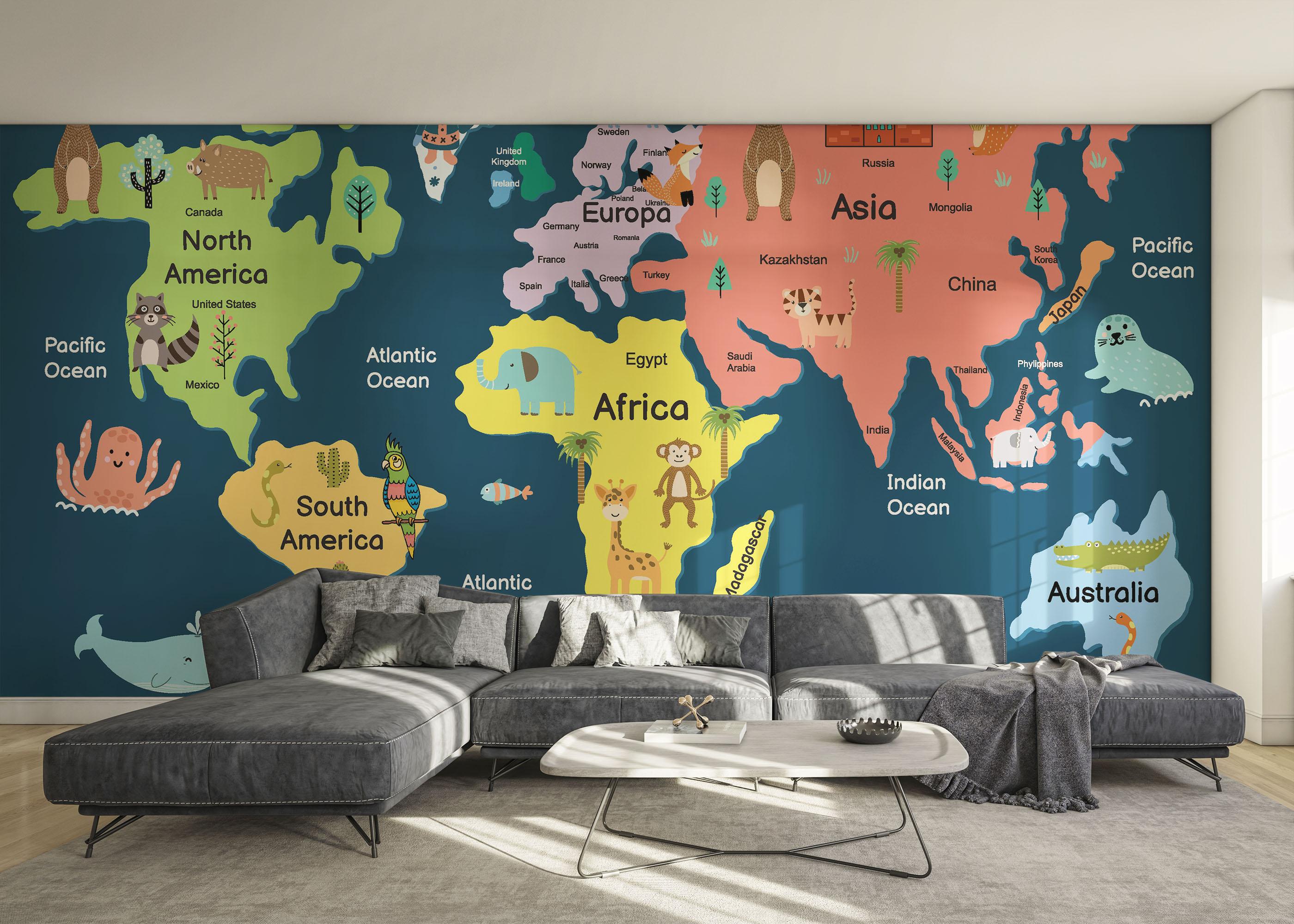 Fototapete Cute Map Art mockup 0