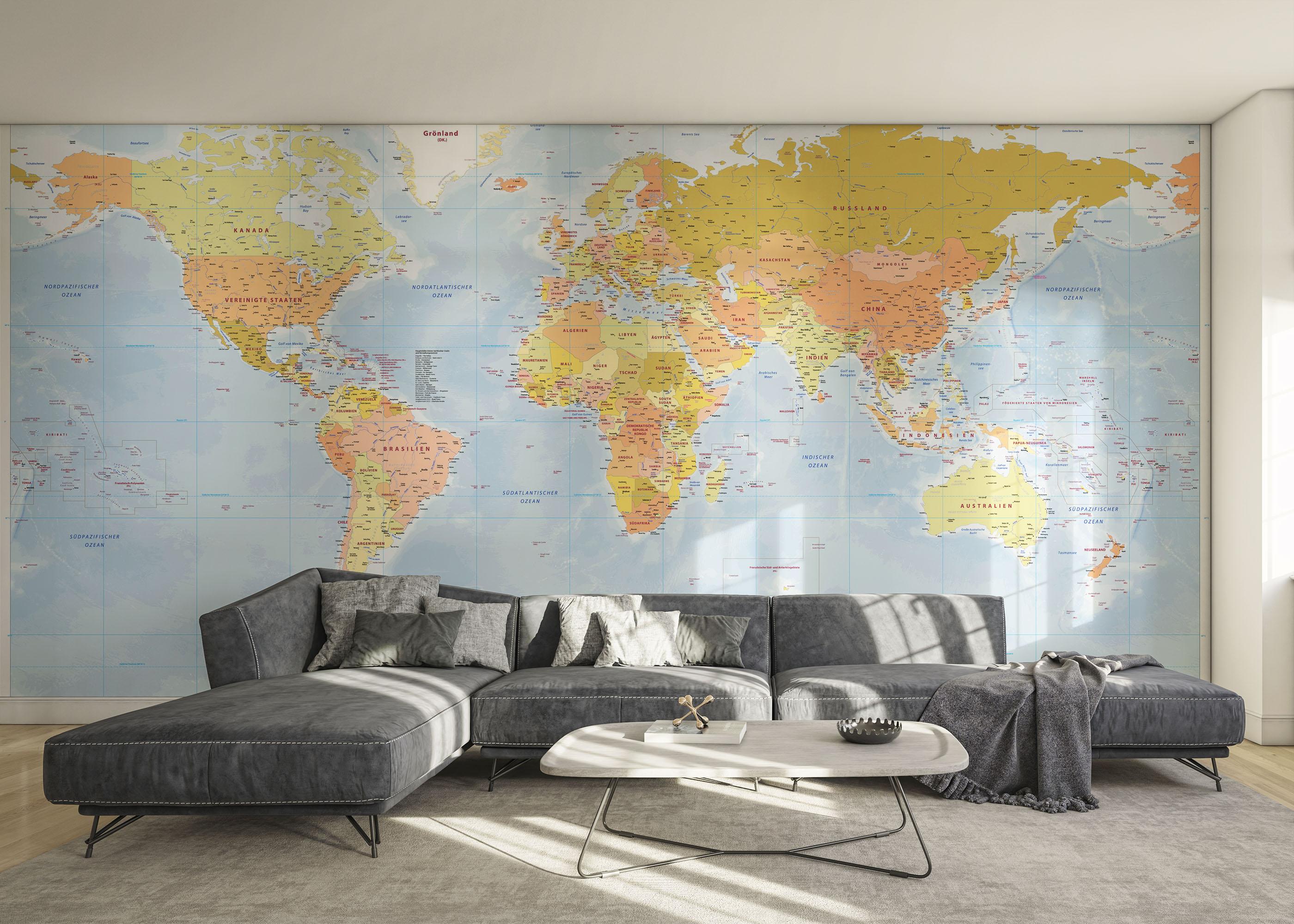 Fototapete Green Orange Map mockup 0