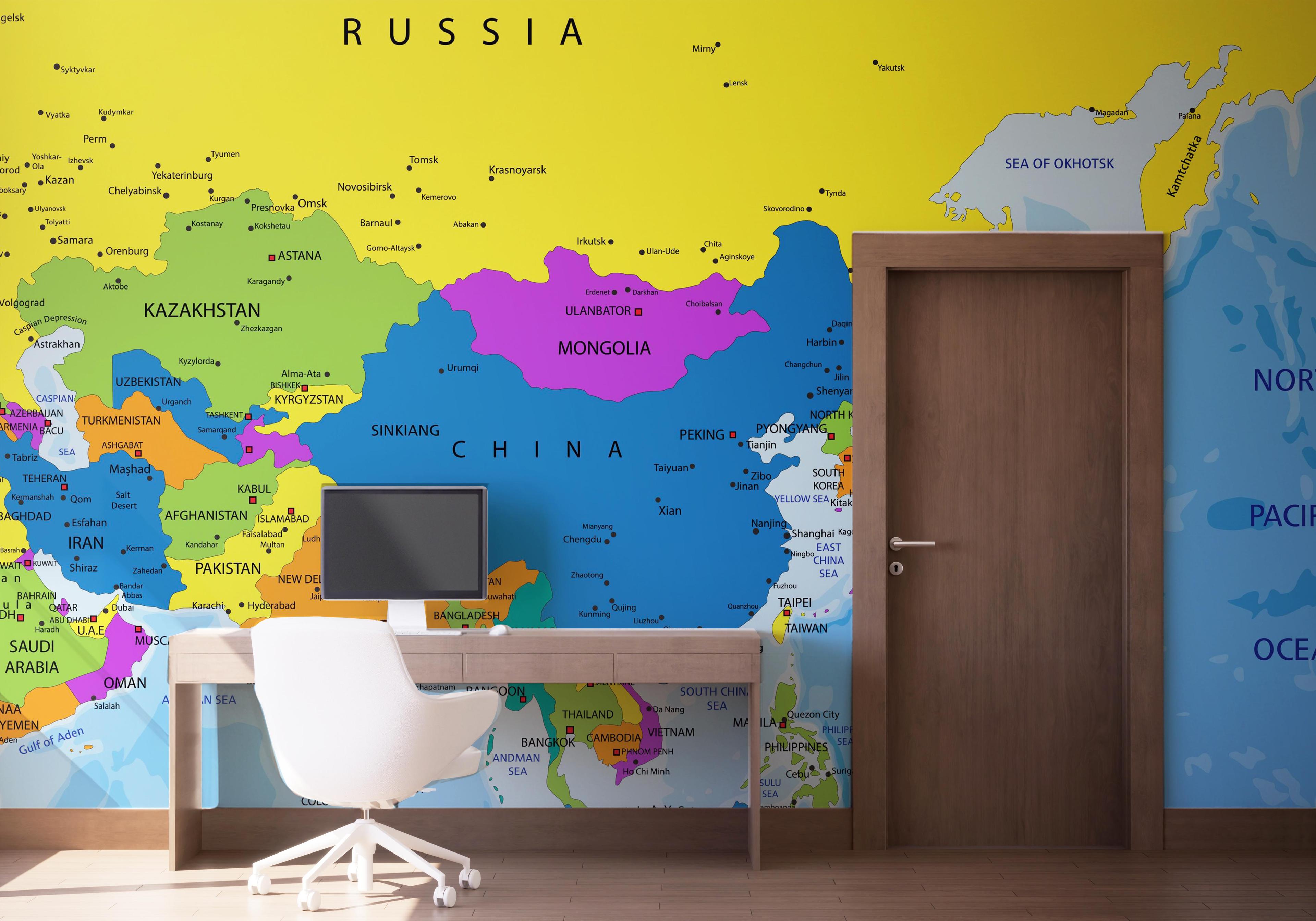 Fototapete Asia Map mockup 1