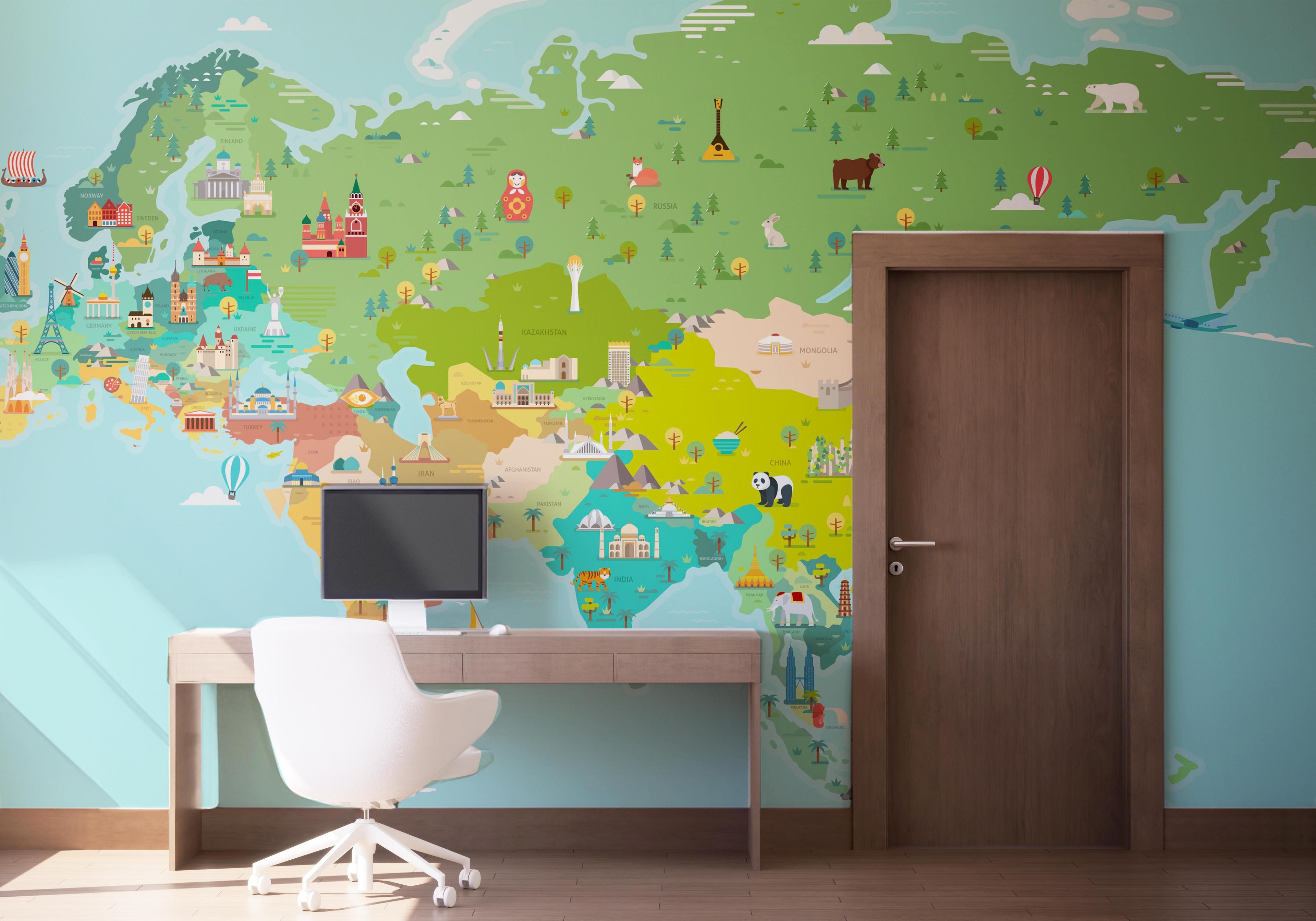 Fototapete Big Colorful Map mockup 1