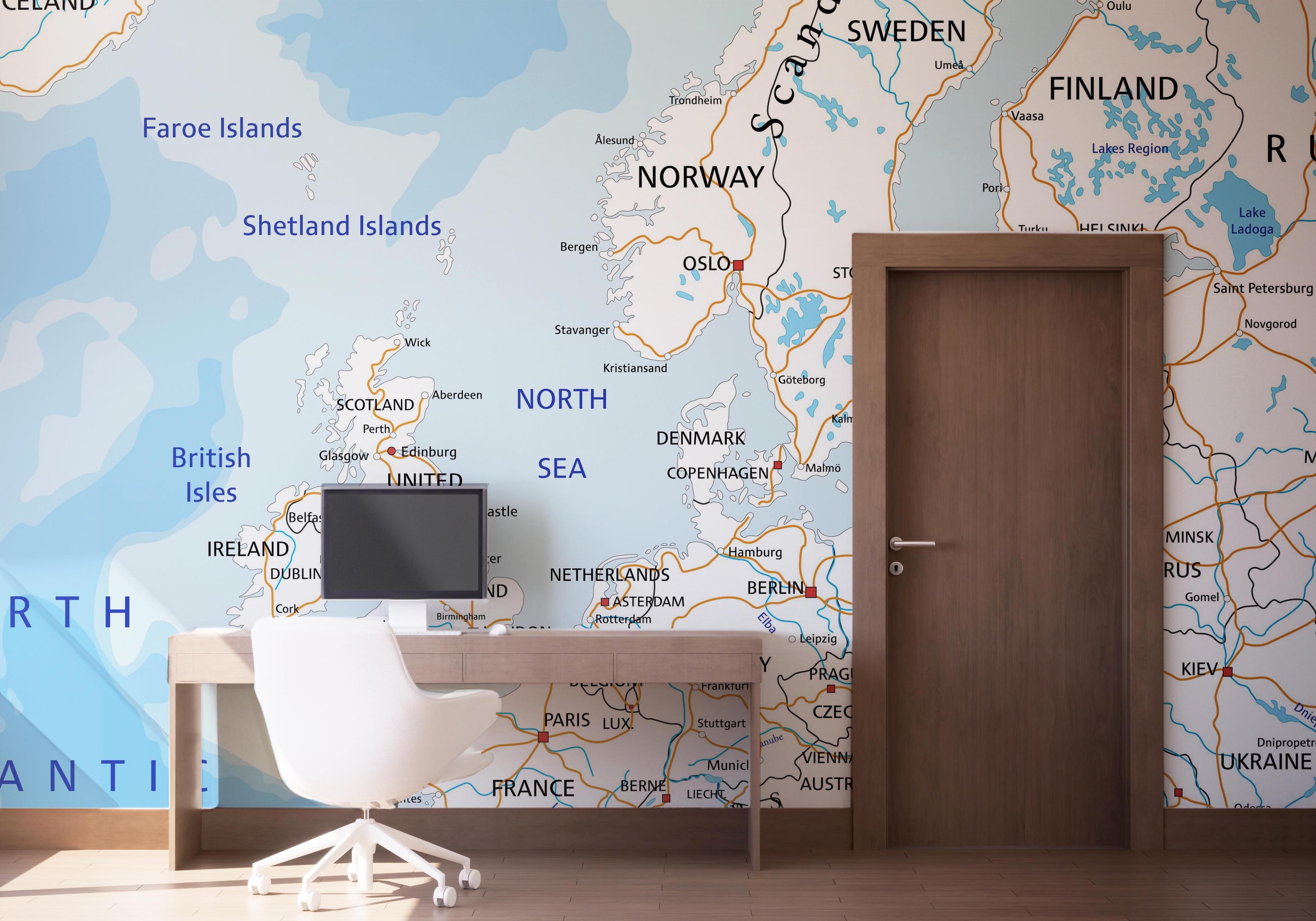 Fototapete Blue Europe Map mockup 1