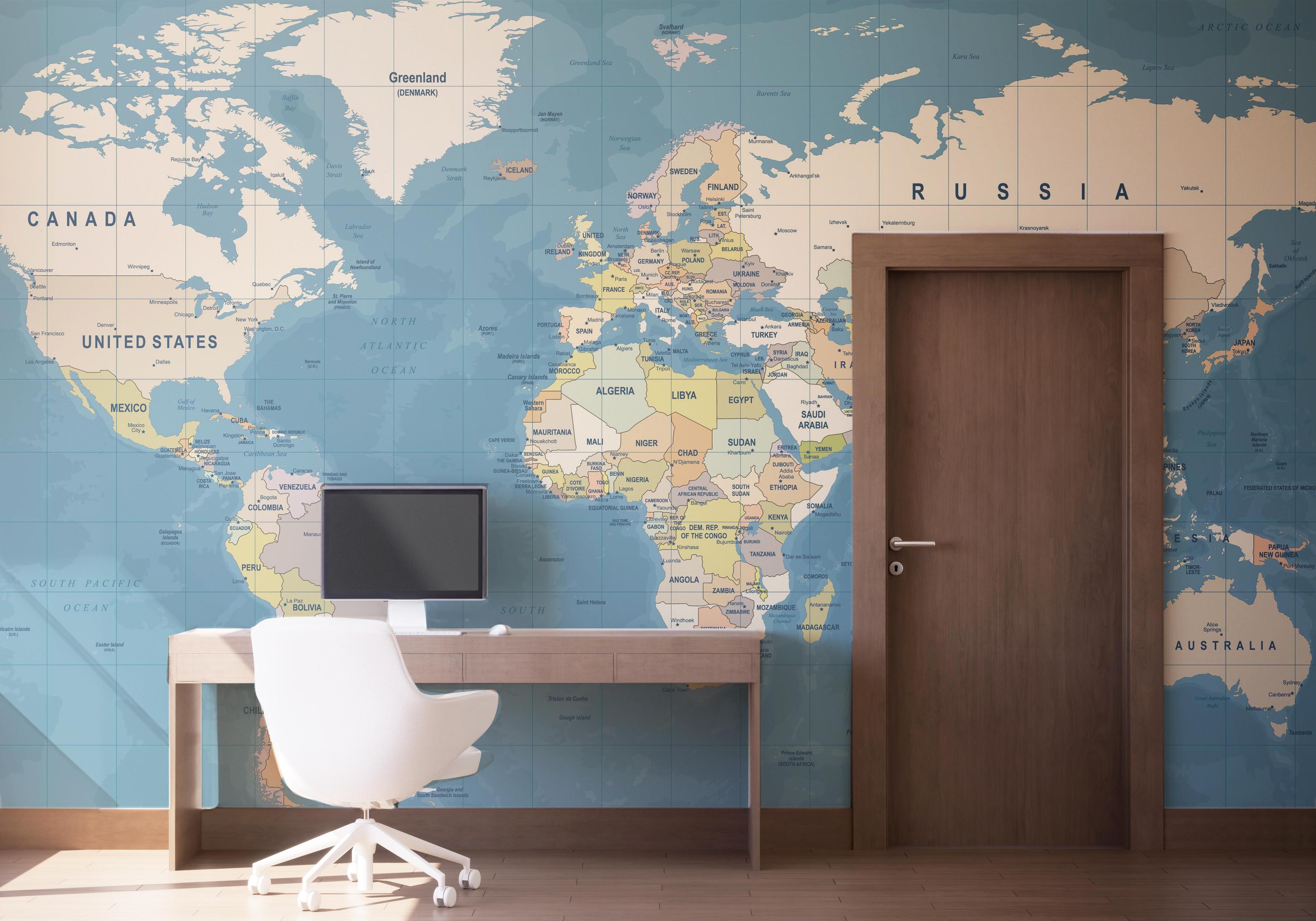 Fototapete Blue Ocean Map mockup 1