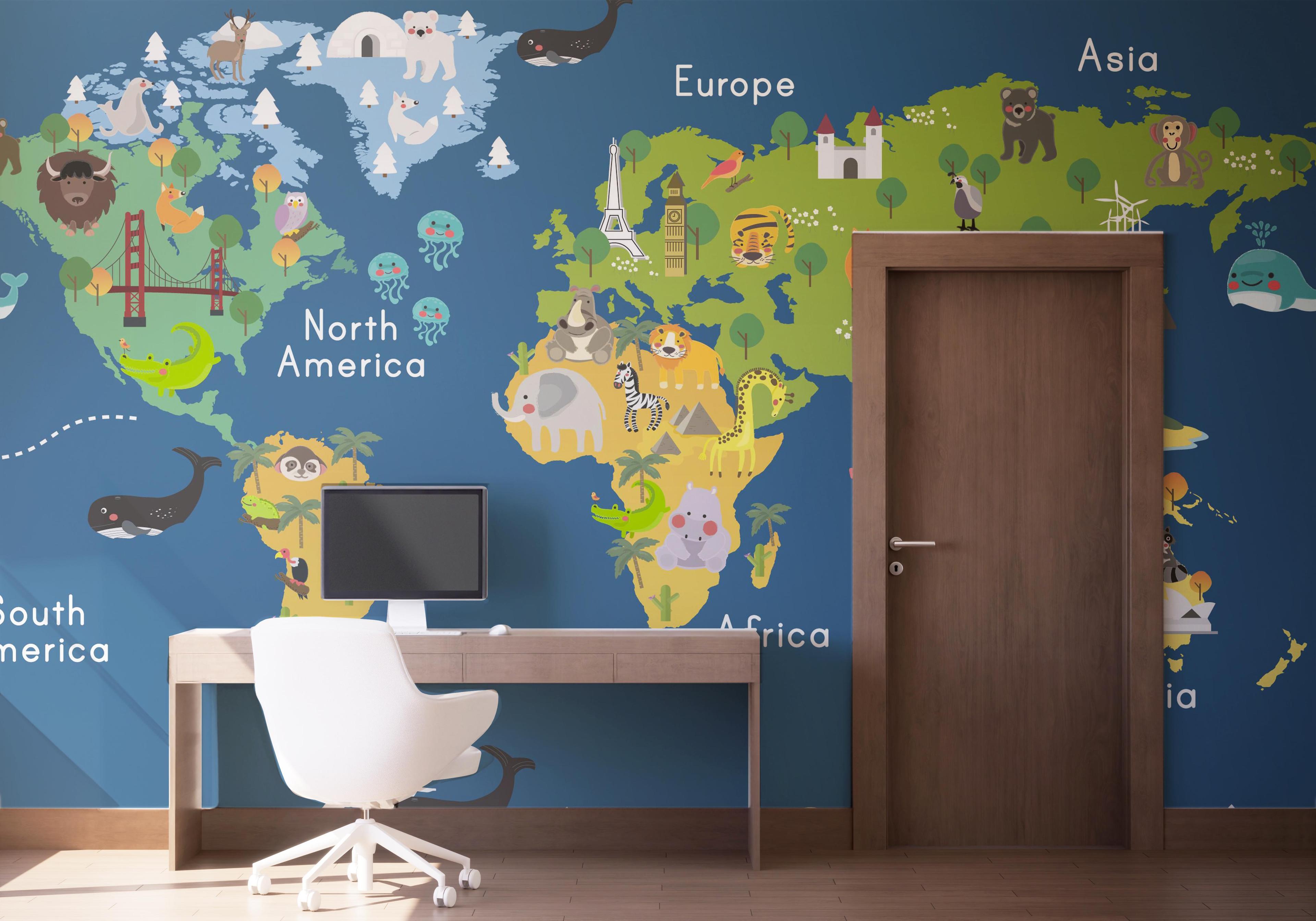 Fototapete Cute Kids Map mockup 1
