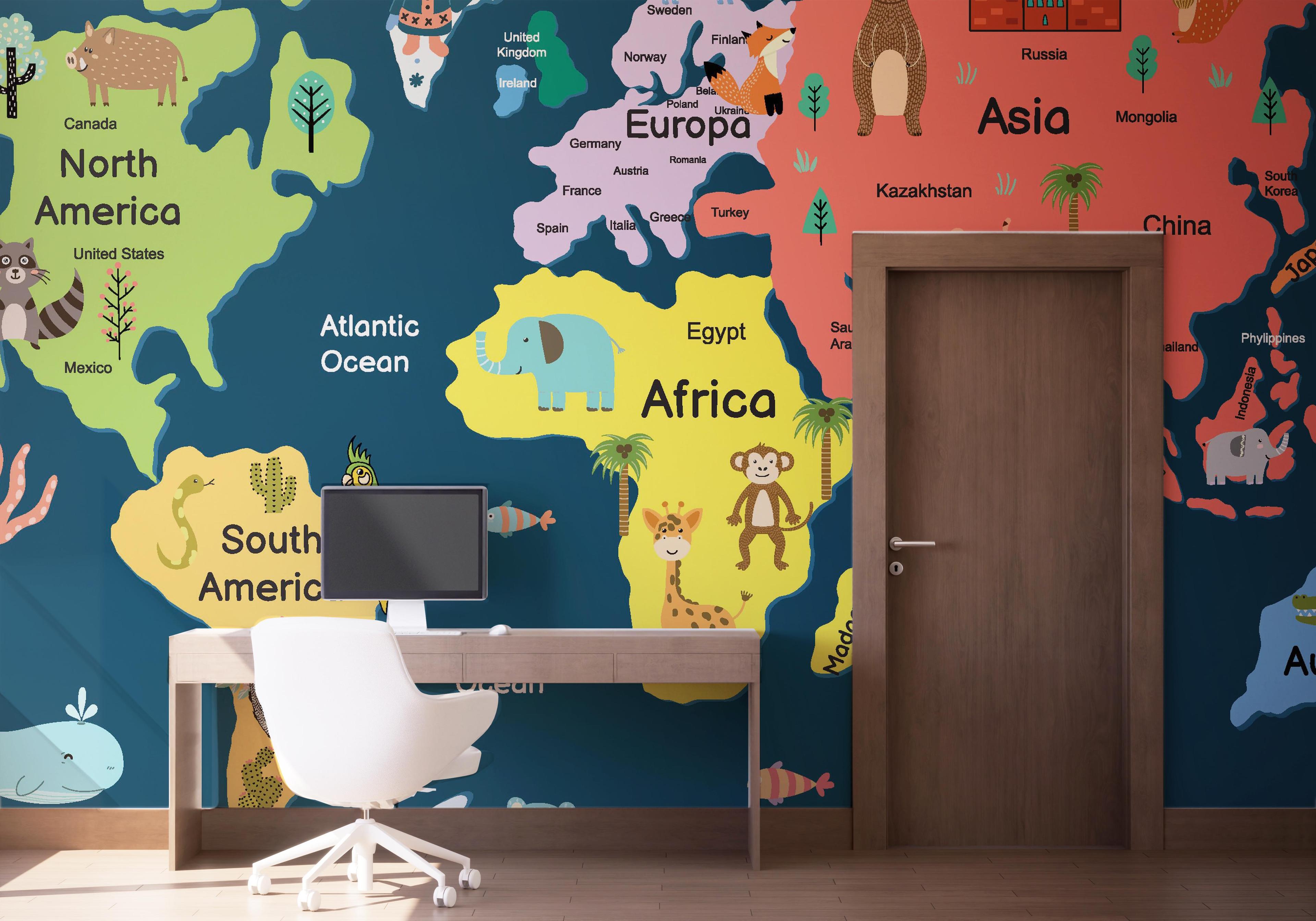 Fototapete Cute Map Art mockup 1