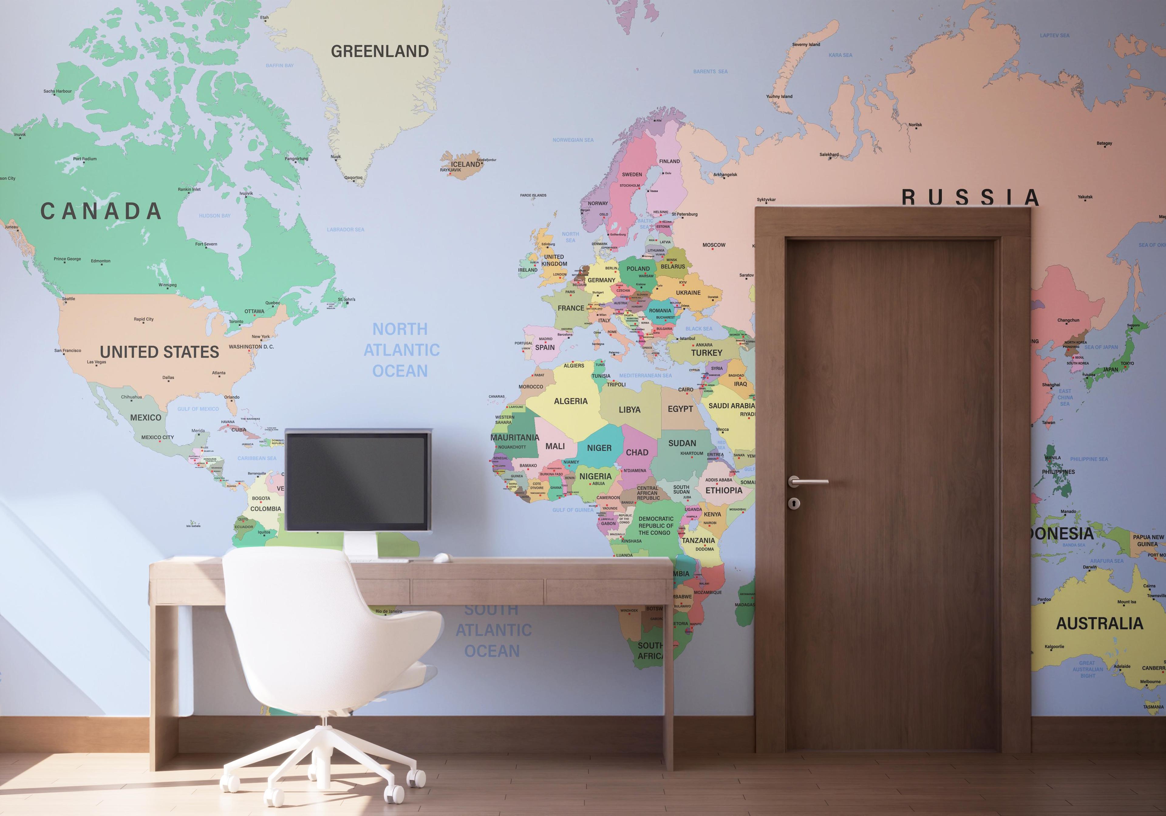 Fototapete Detailed Political Map mockup 1