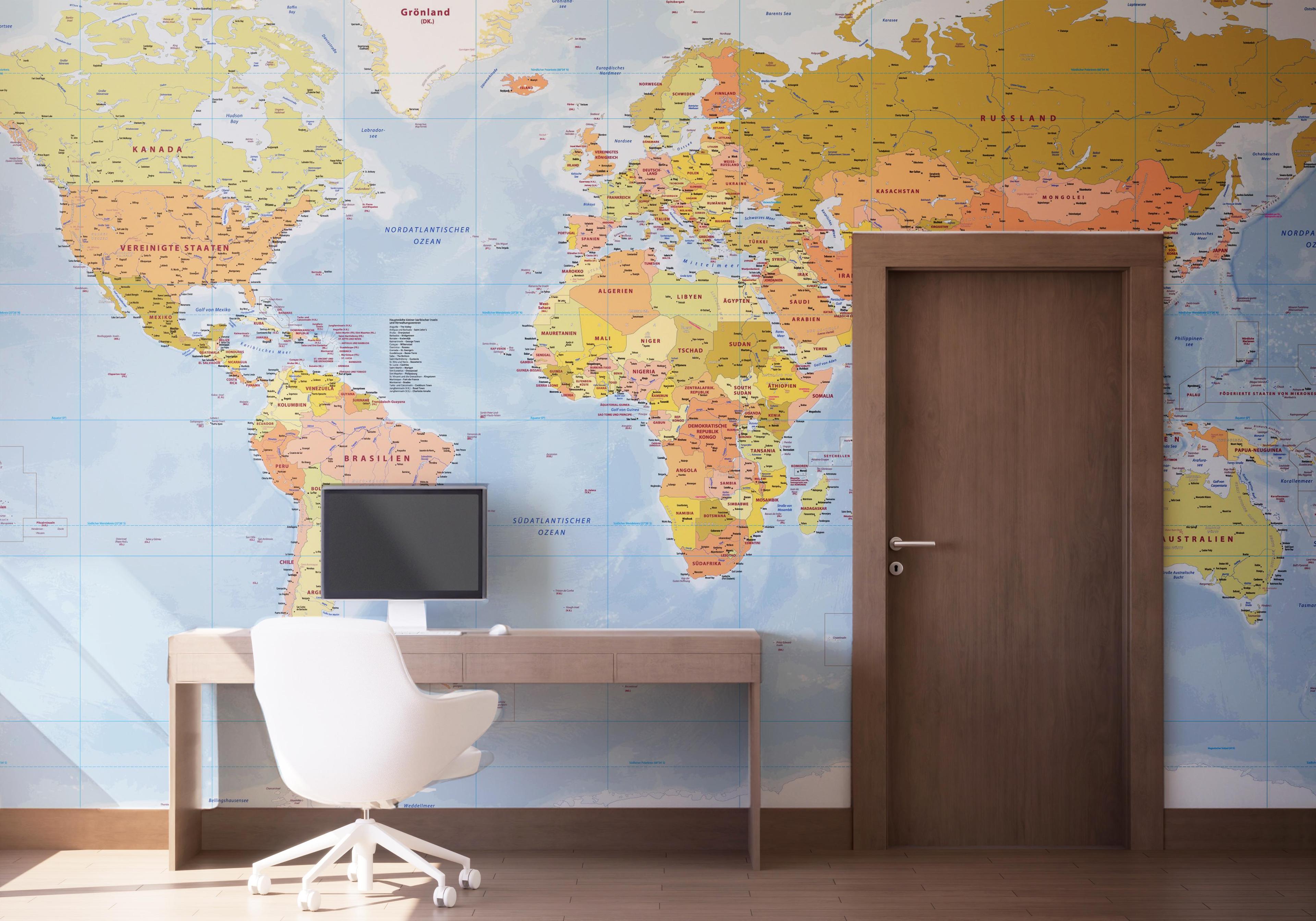 Fototapete Green Orange Map mockup 1