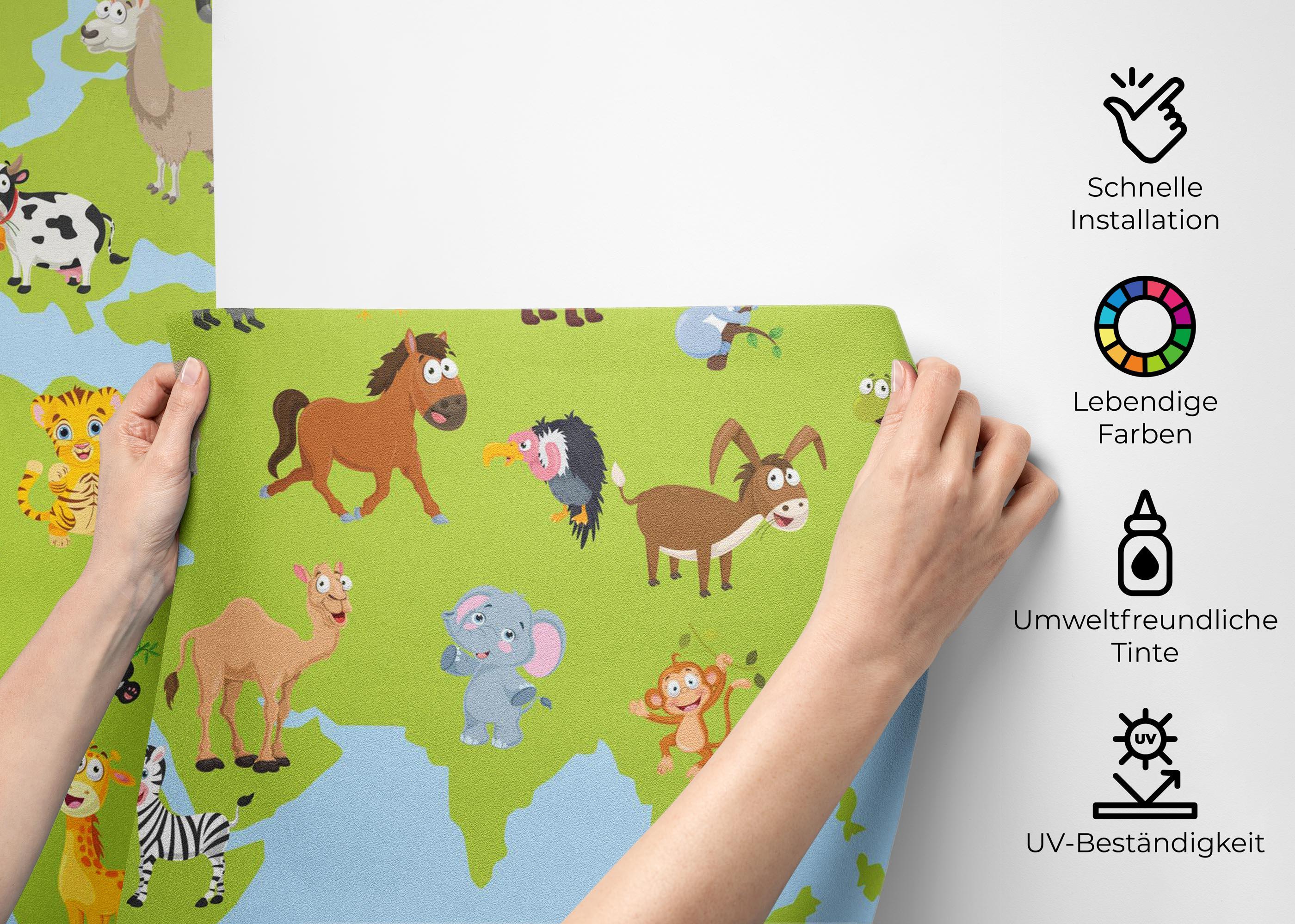 Fototapete Animal World Map mockup 2