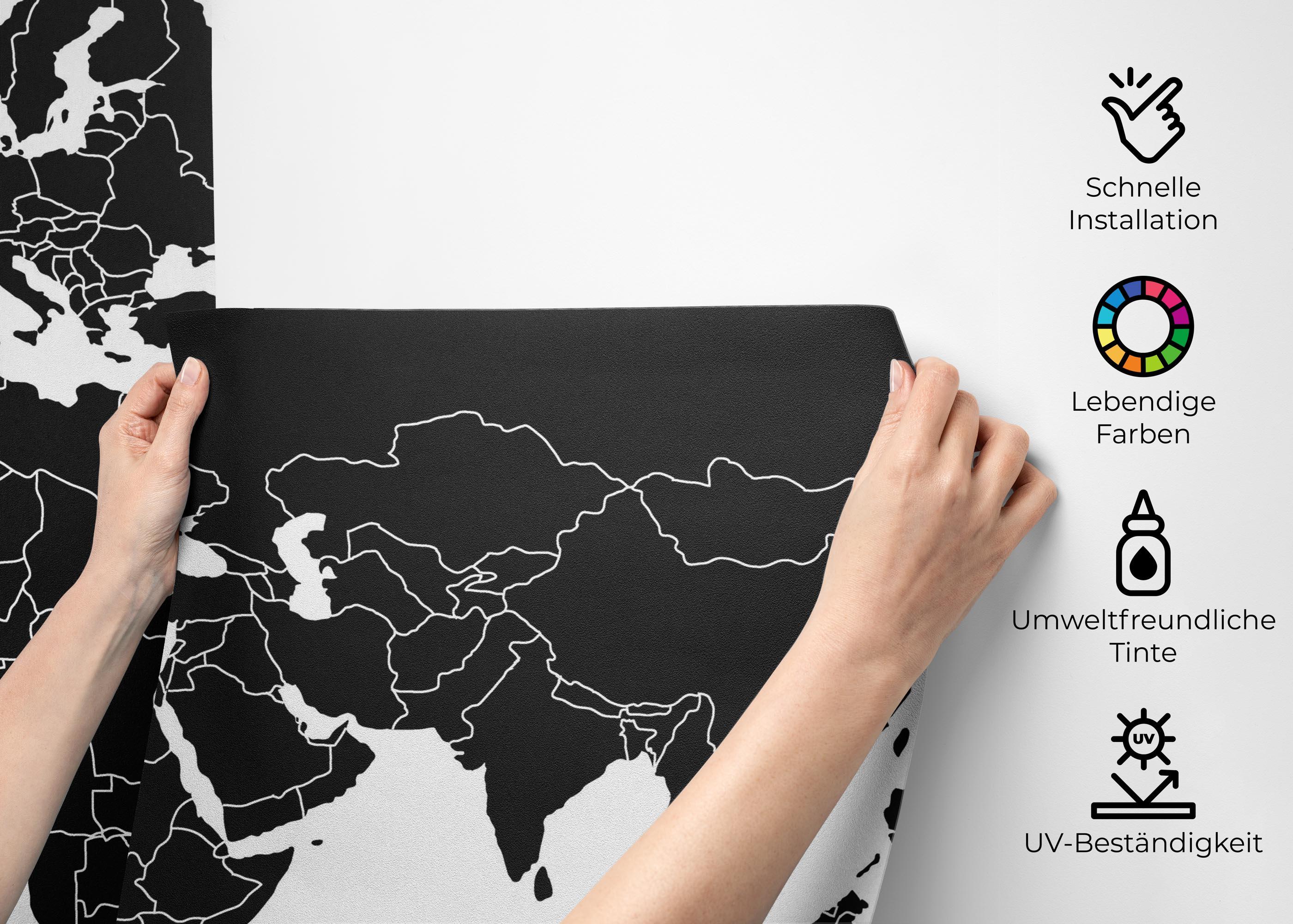 Fototapete Black World Map mockup 2