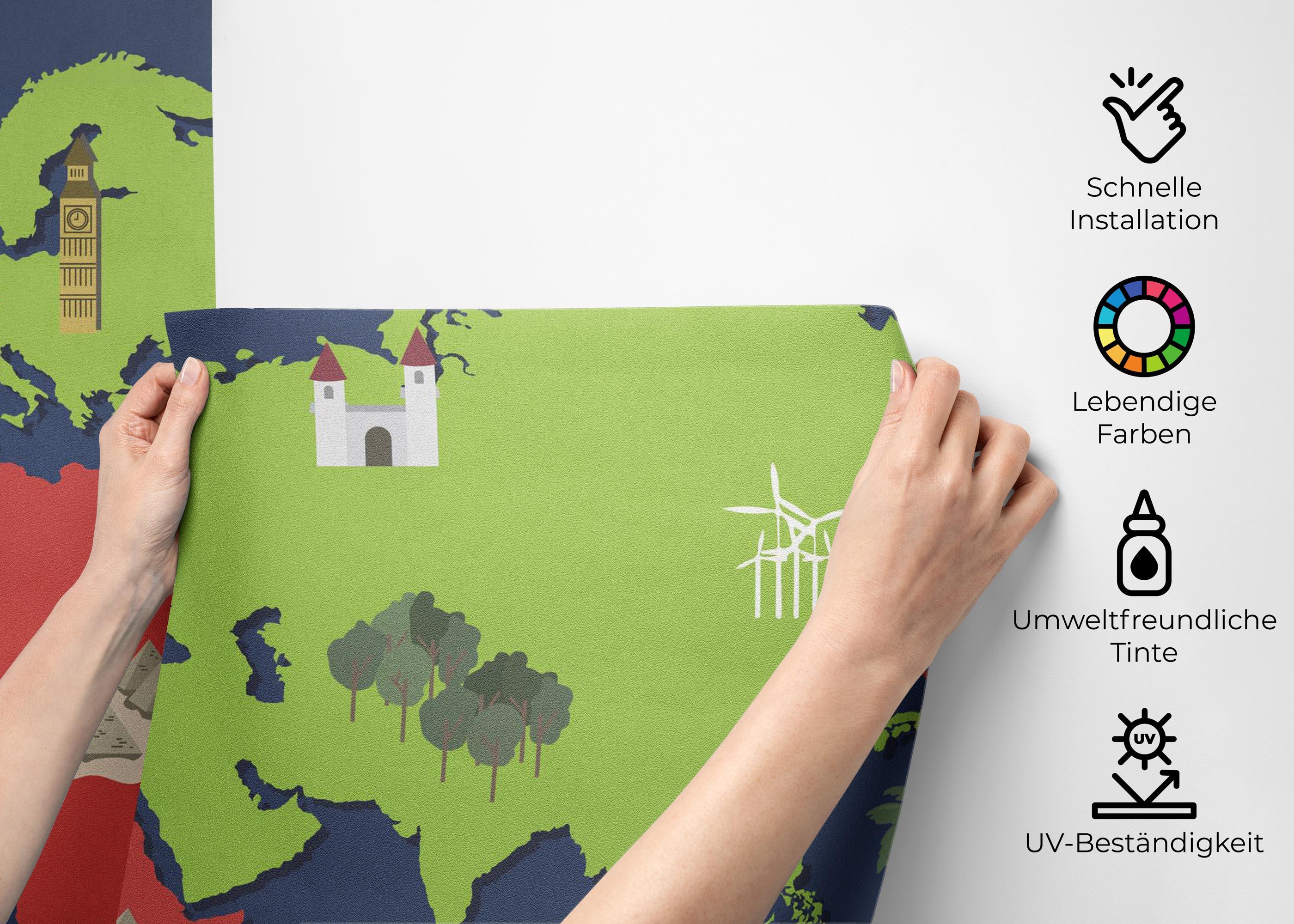 Fototapete Blue Wall Map mockup 2