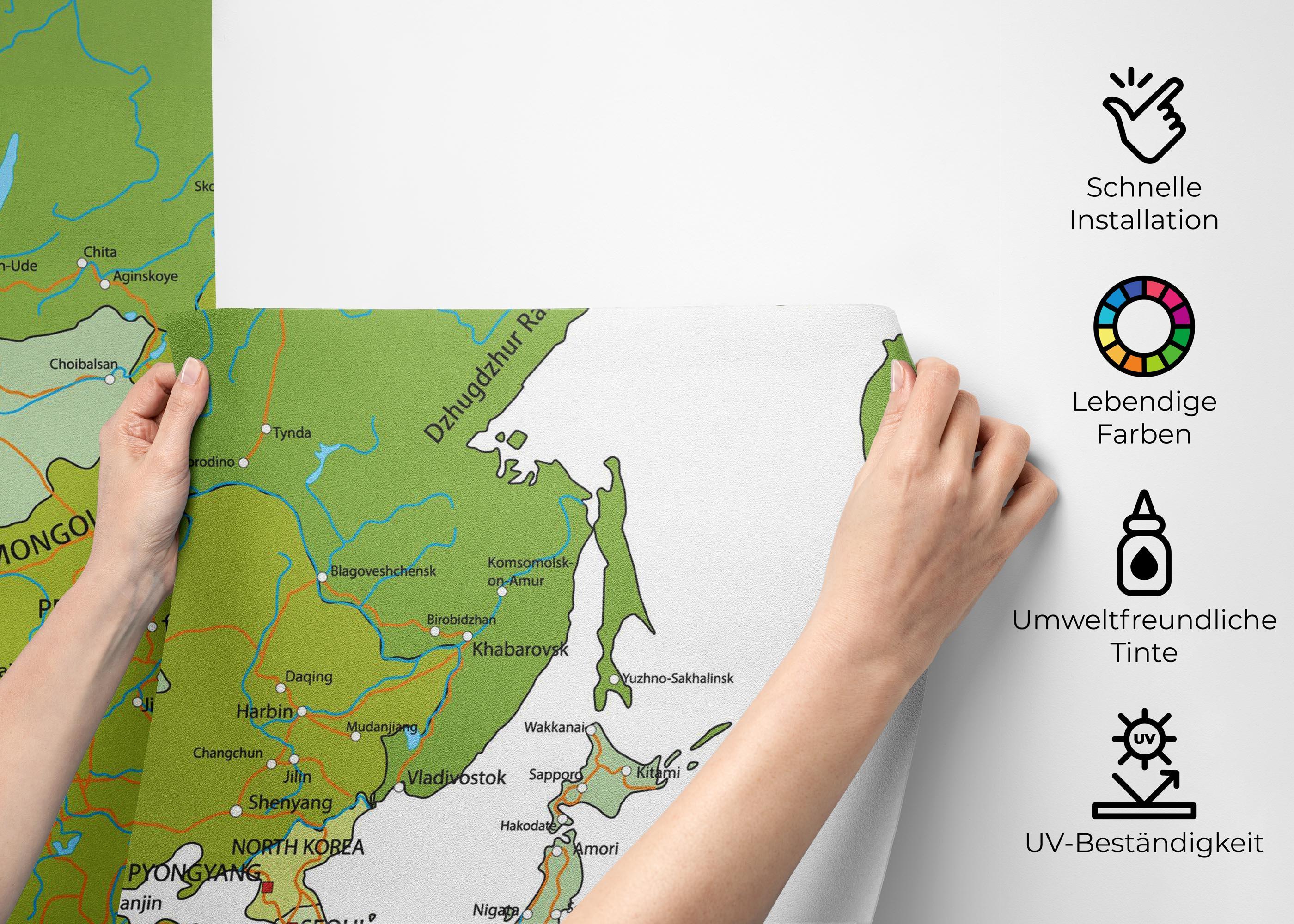 Fototapete Green Asia Map mockup 2