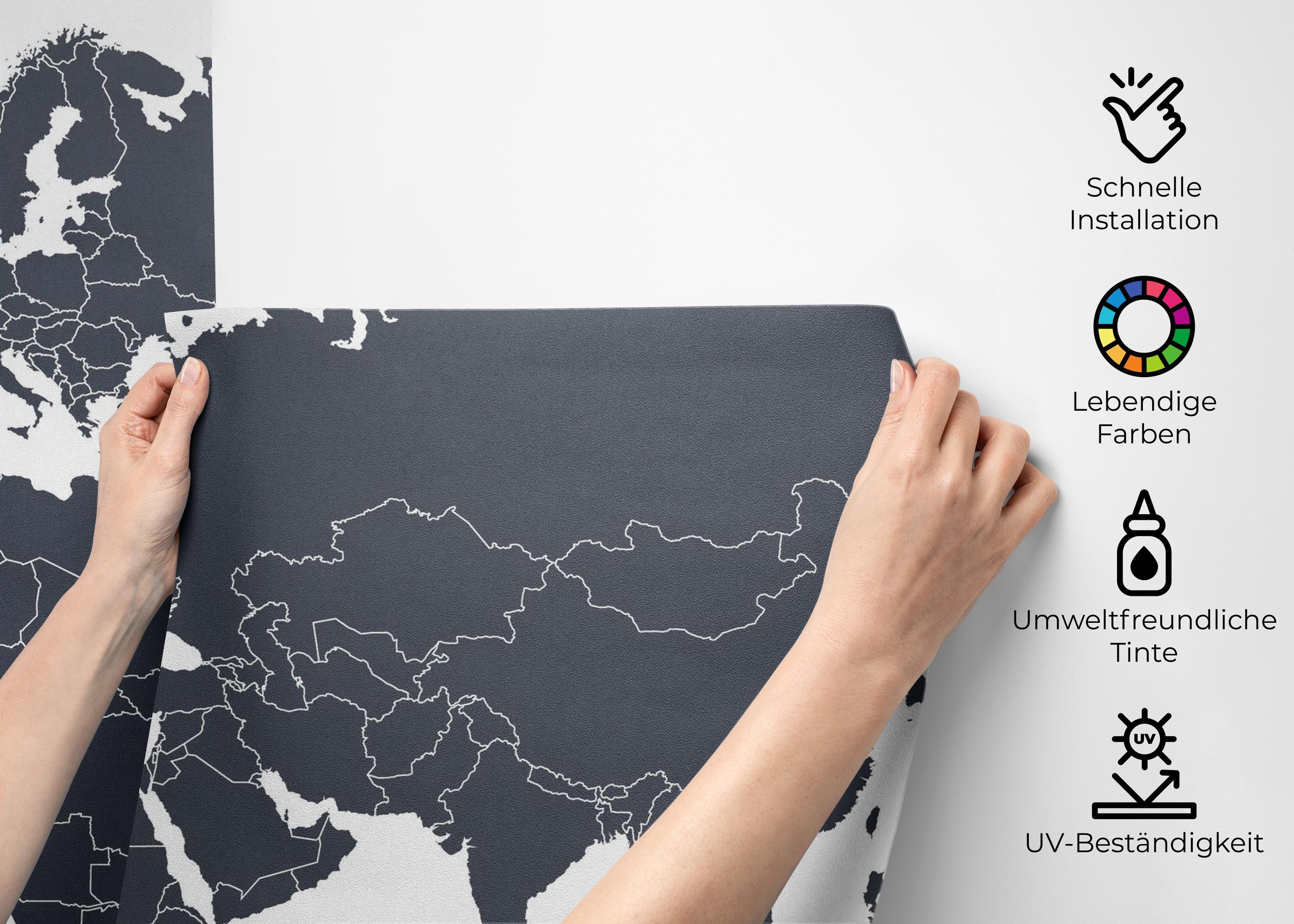 Fototapete Grey World Map mockup 2