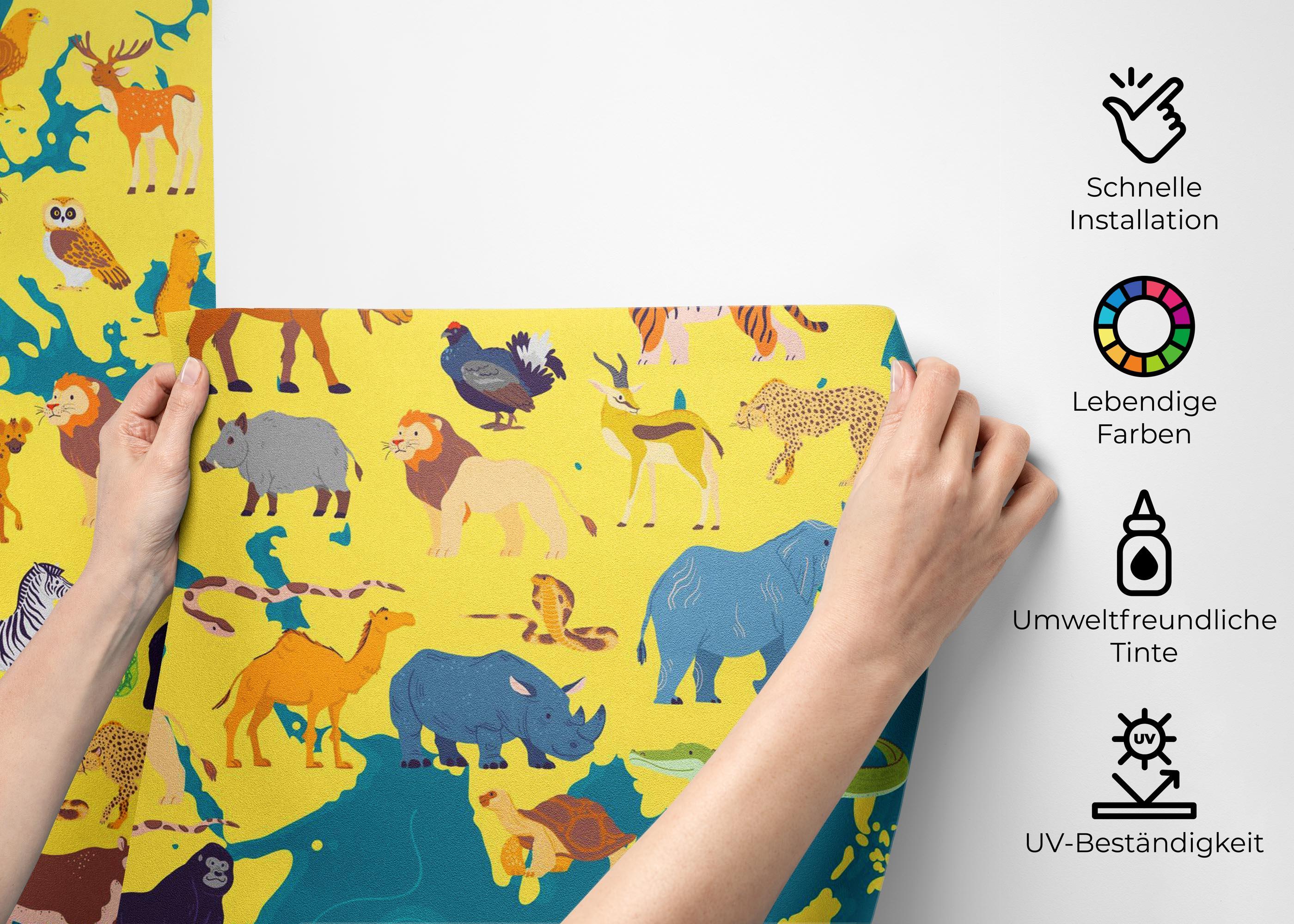 Fototapete Yellow Animal Map mockup 2