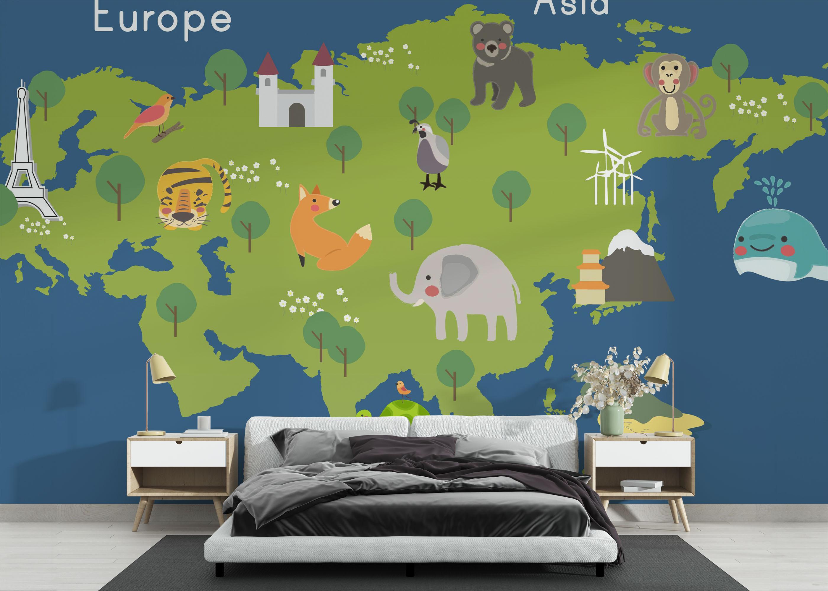 Fototapete Asia Europe Map mockup 3